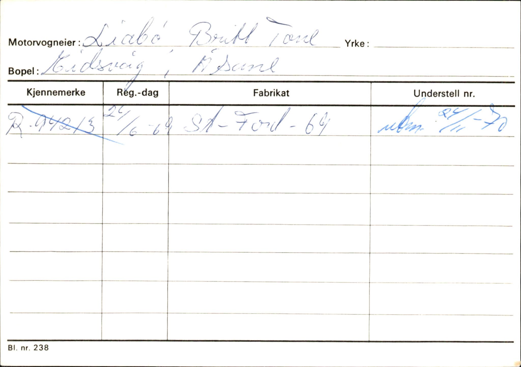 Statens vegvesen, Hordaland vegkontor, SAB/A-5201/2/Ha/L0033: R-eierkort L, 1920-1971, p. 2