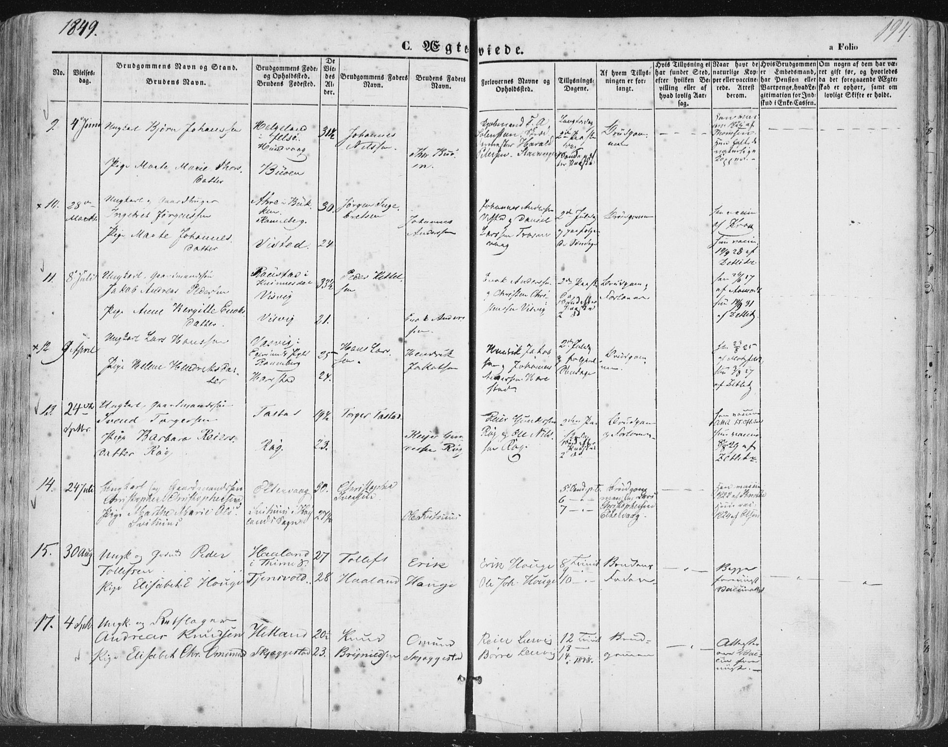 Hetland sokneprestkontor, AV/SAST-A-101826/30/30BA/L0002: Parish register (official) no. A 2, 1849-1869, p. 194