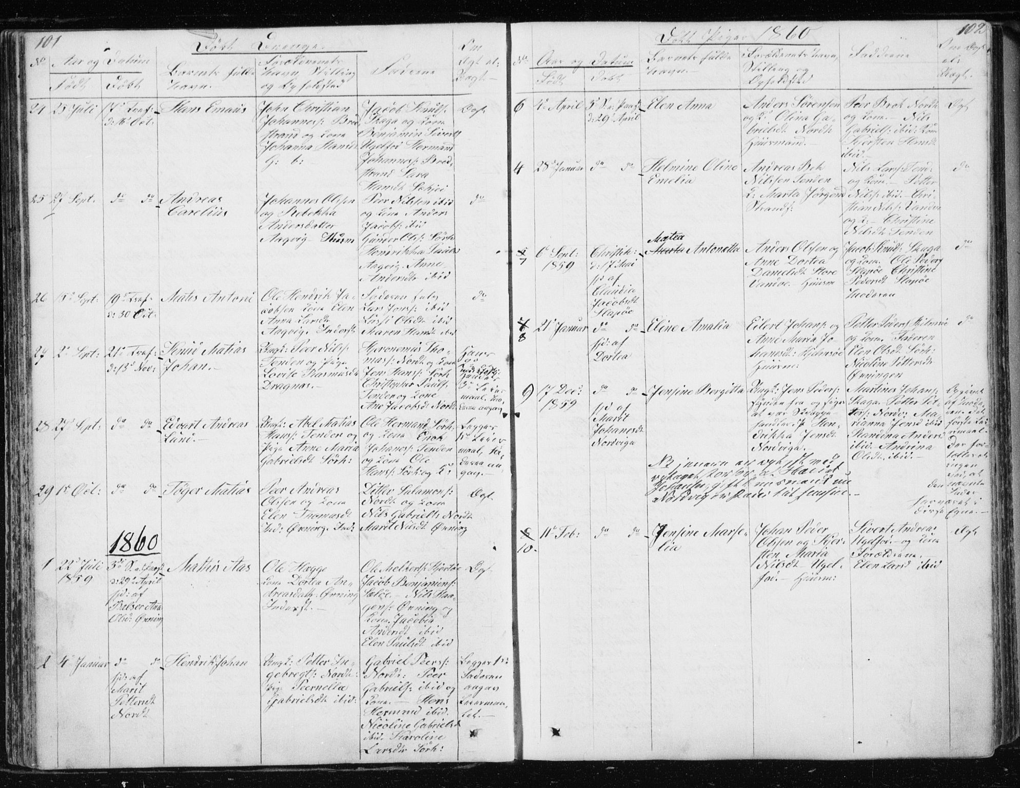 Ministerialprotokoller, klokkerbøker og fødselsregistre - Nordland, SAT/A-1459/834/L0511: Parish register (copy) no. 834C02, 1848-1862, p. 101-102