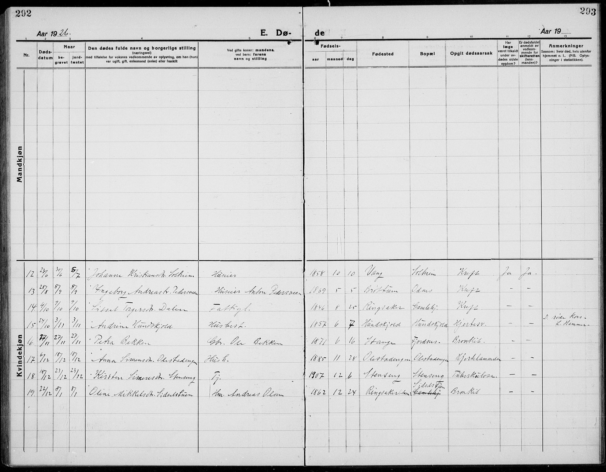 Brøttum prestekontor, AV/SAH-PREST-016/L/La/L0001: Parish register (copy) no. 1, 1921-1941, p. 292-293