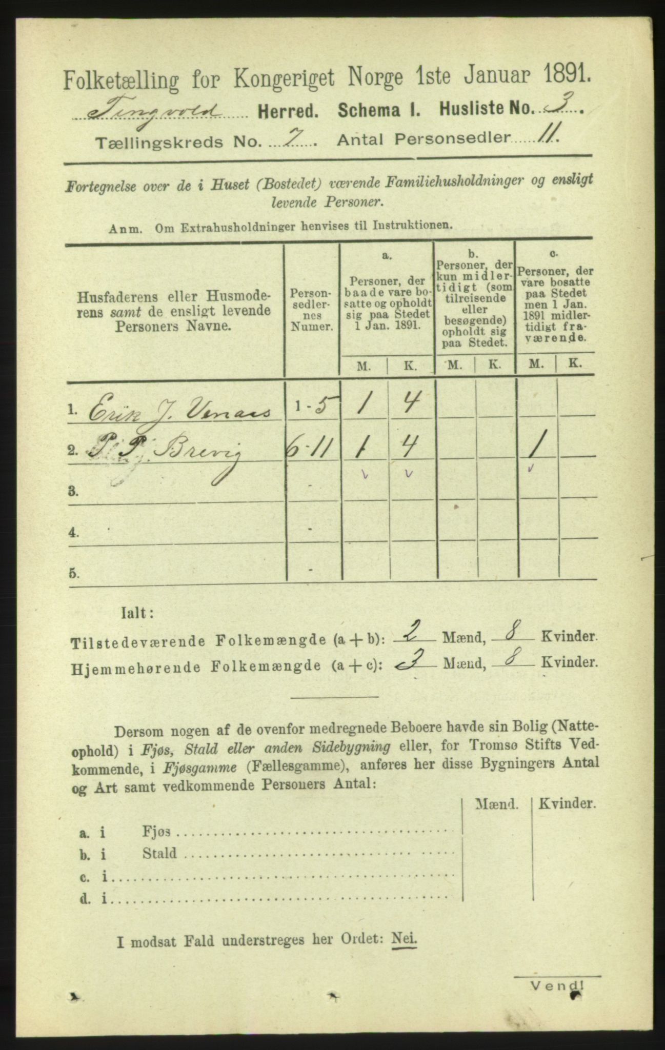 RA, 1891 census for 1560 Tingvoll, 1891, p. 2836