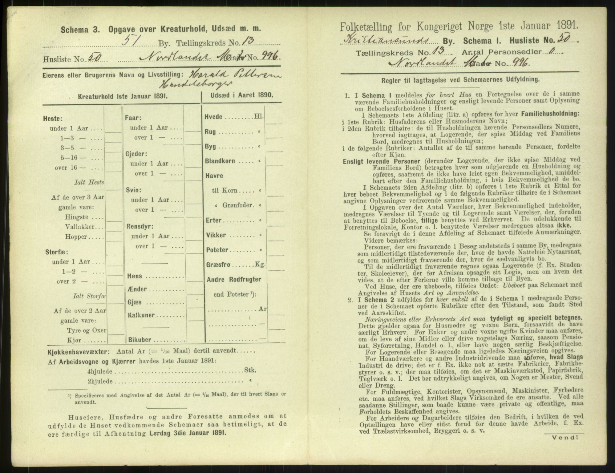 RA, 1891 census for 1503 Kristiansund, 1891, p. 1490