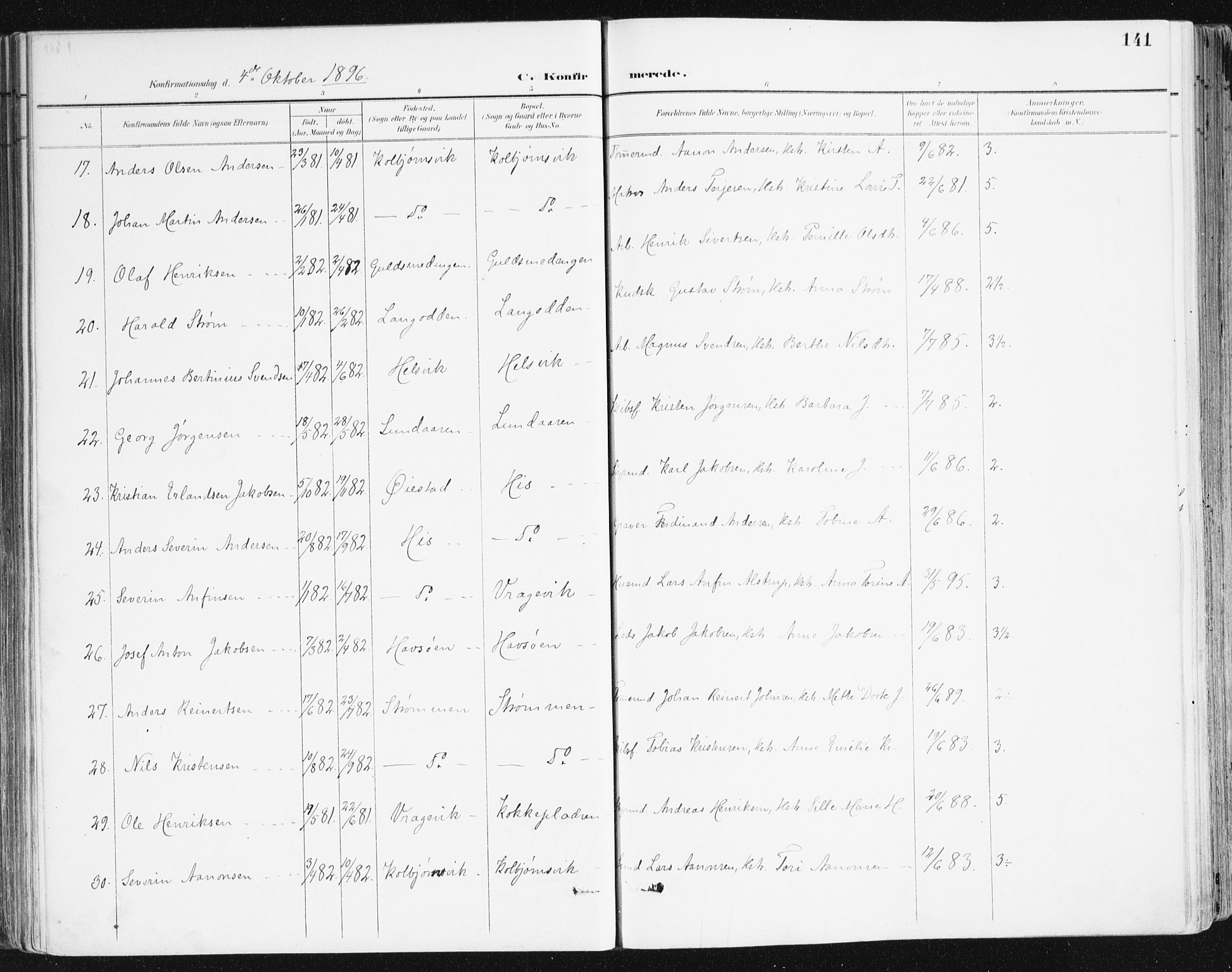 Hisøy sokneprestkontor, AV/SAK-1111-0020/F/Fa/L0004: Parish register (official) no. A 4, 1895-1917, p. 142