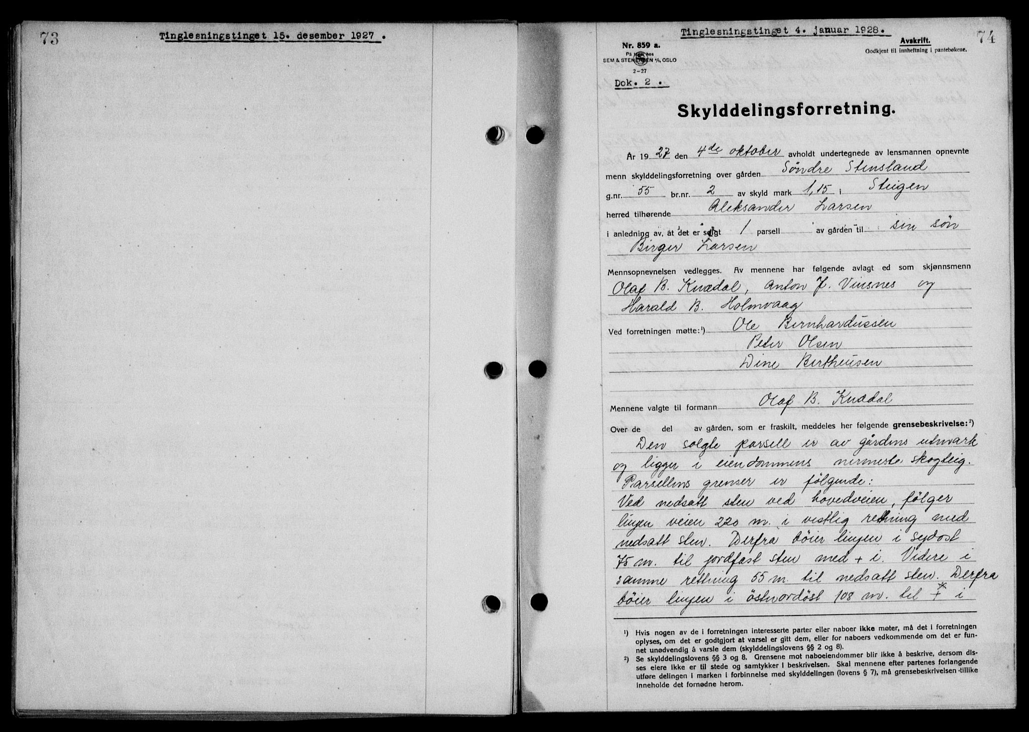 Steigen og Ofoten sorenskriveri, SAT/A-0030/1/2/2C/L0015/0002: Mortgage book no. 16 og 17-I, 1927-1928, Deed date: 04.01.1928