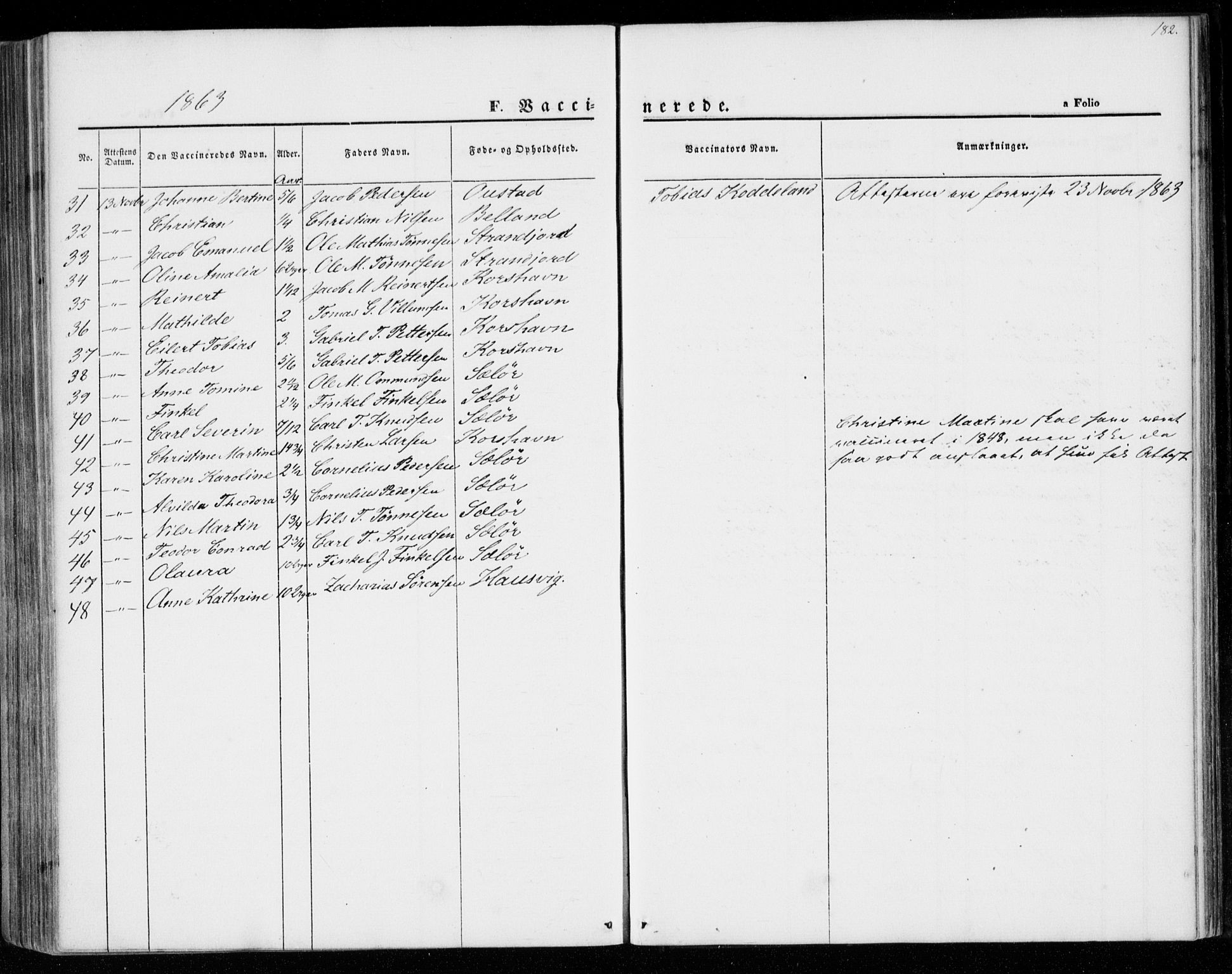 Lyngdal sokneprestkontor, AV/SAK-1111-0029/F/Fa/Faa/L0002: Parish register (official) no. A 2, 1858-1870, p. 182