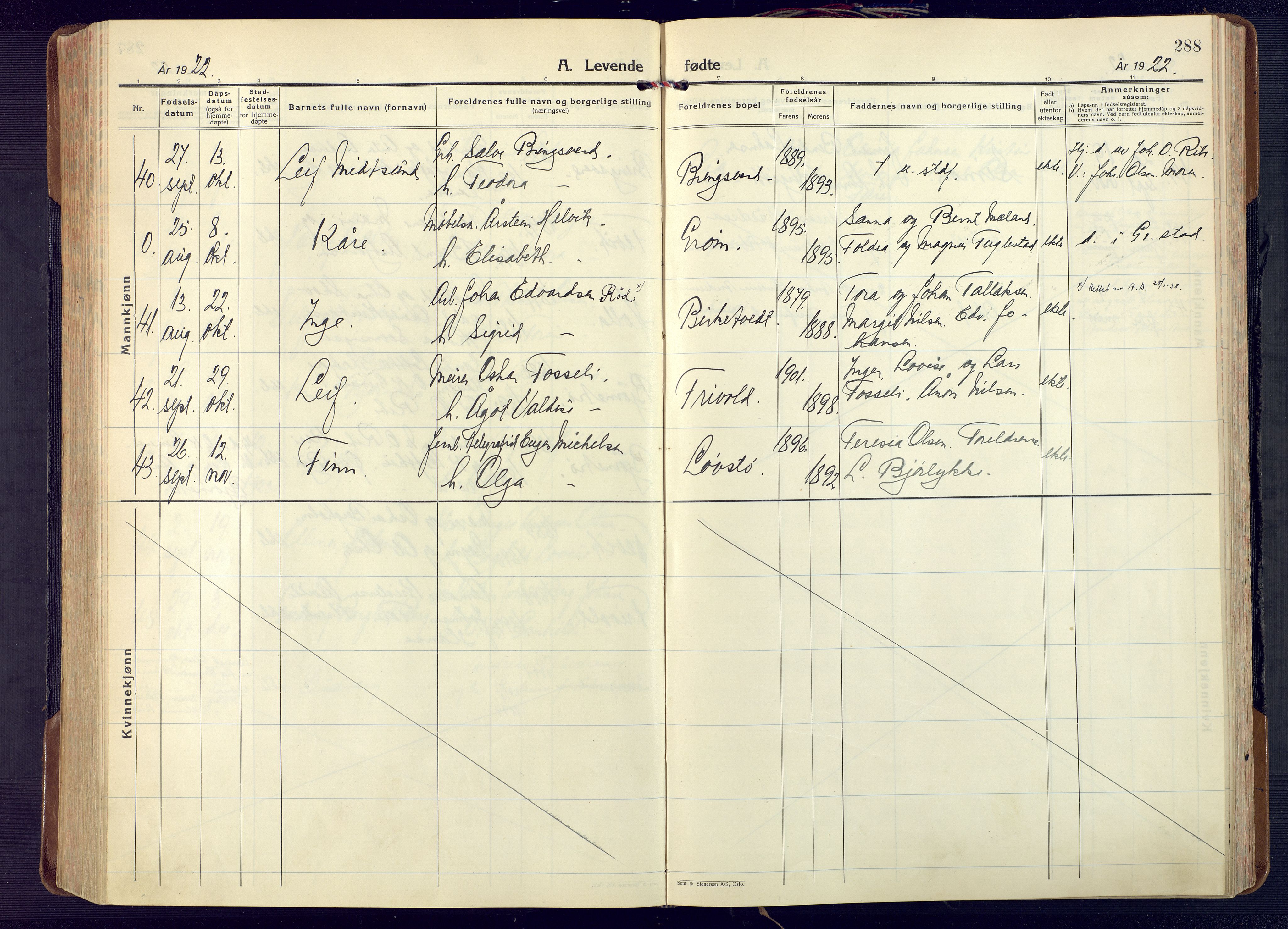 Fjære sokneprestkontor, AV/SAK-1111-0011/F/Fa/L0004: Parish register (official) no. A 4, 1902-1925, p. 288