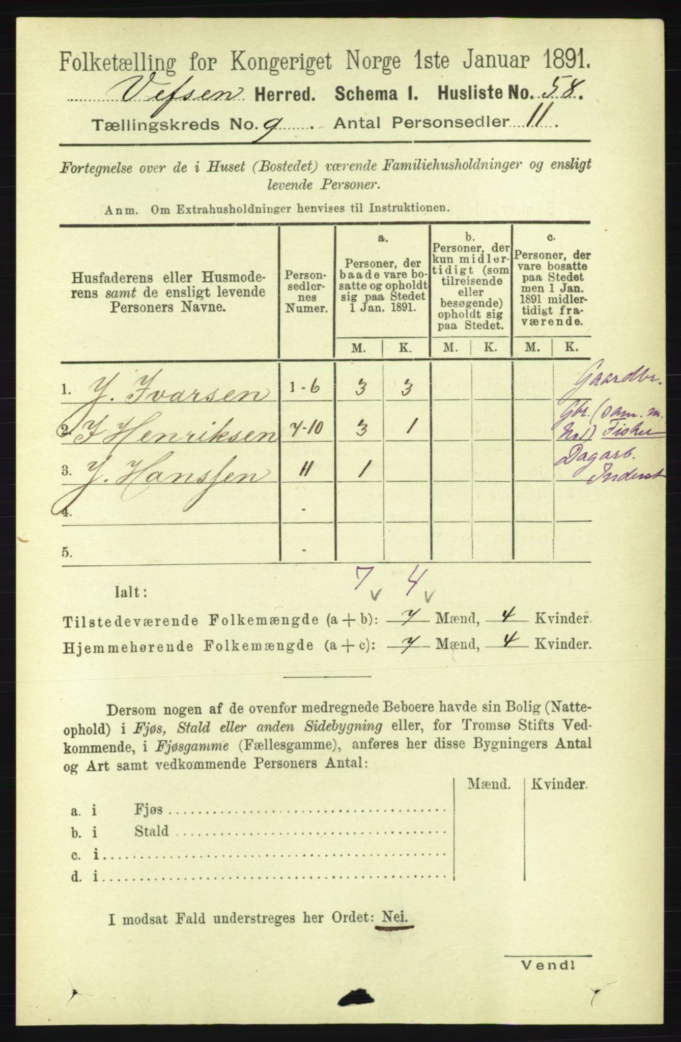 RA, 1891 census for 1824 Vefsn, 1891, p. 4684