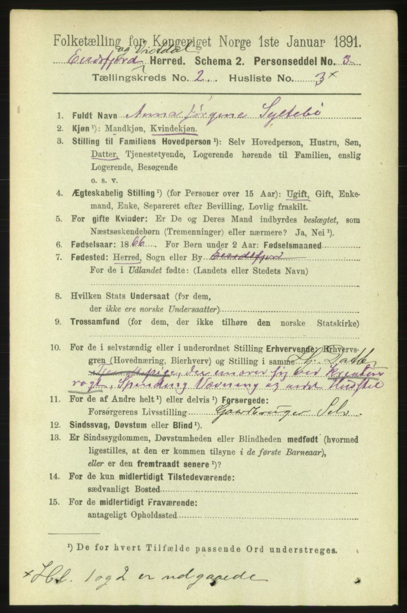 RA, 1891 census for 1542 Eresfjord og Vistdal, 1891, p. 365