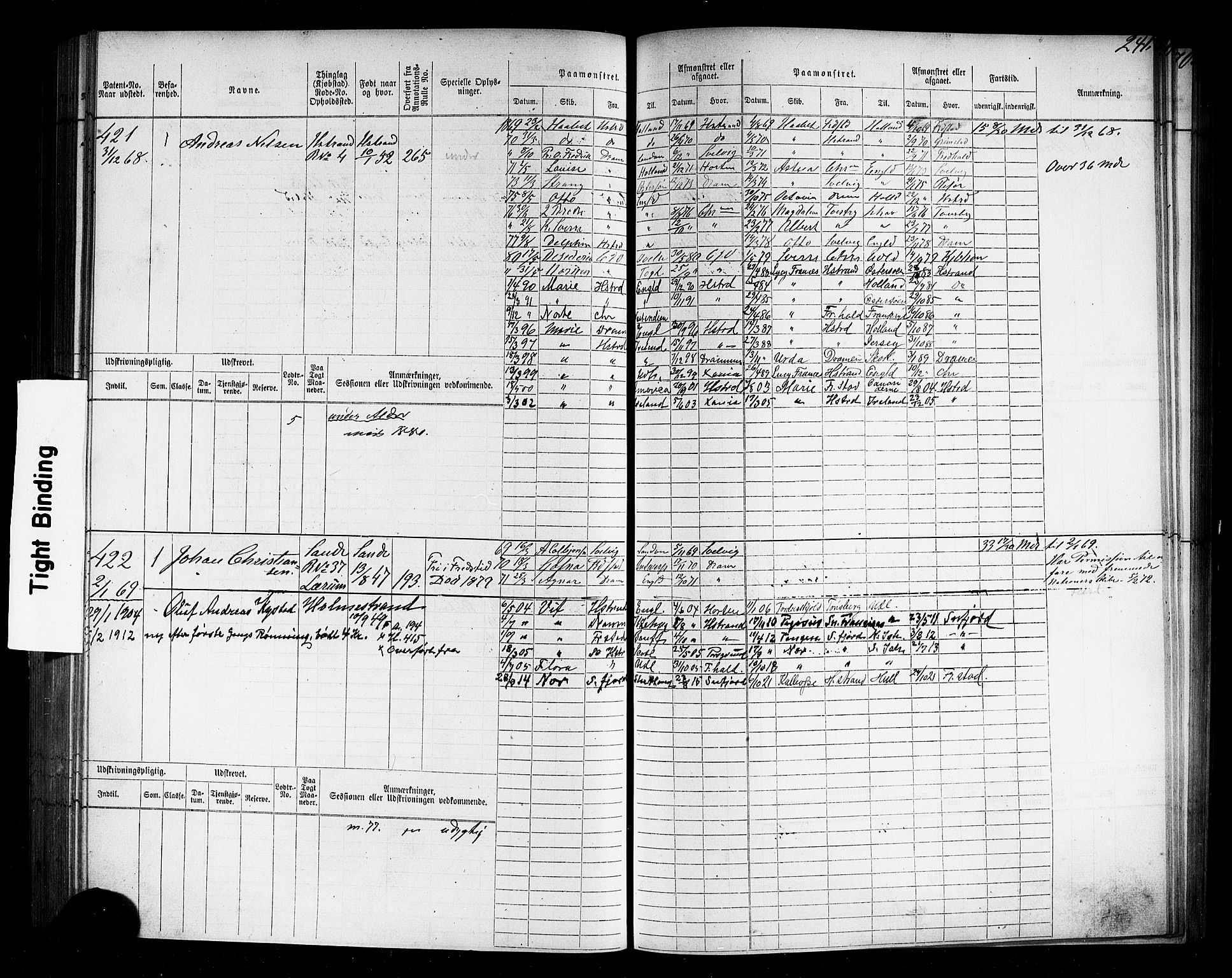 Holmestrand innrulleringskontor, AV/SAKO-A-1151/F/Fc/L0002: Hovedrulle, 1868-1872, p. 215