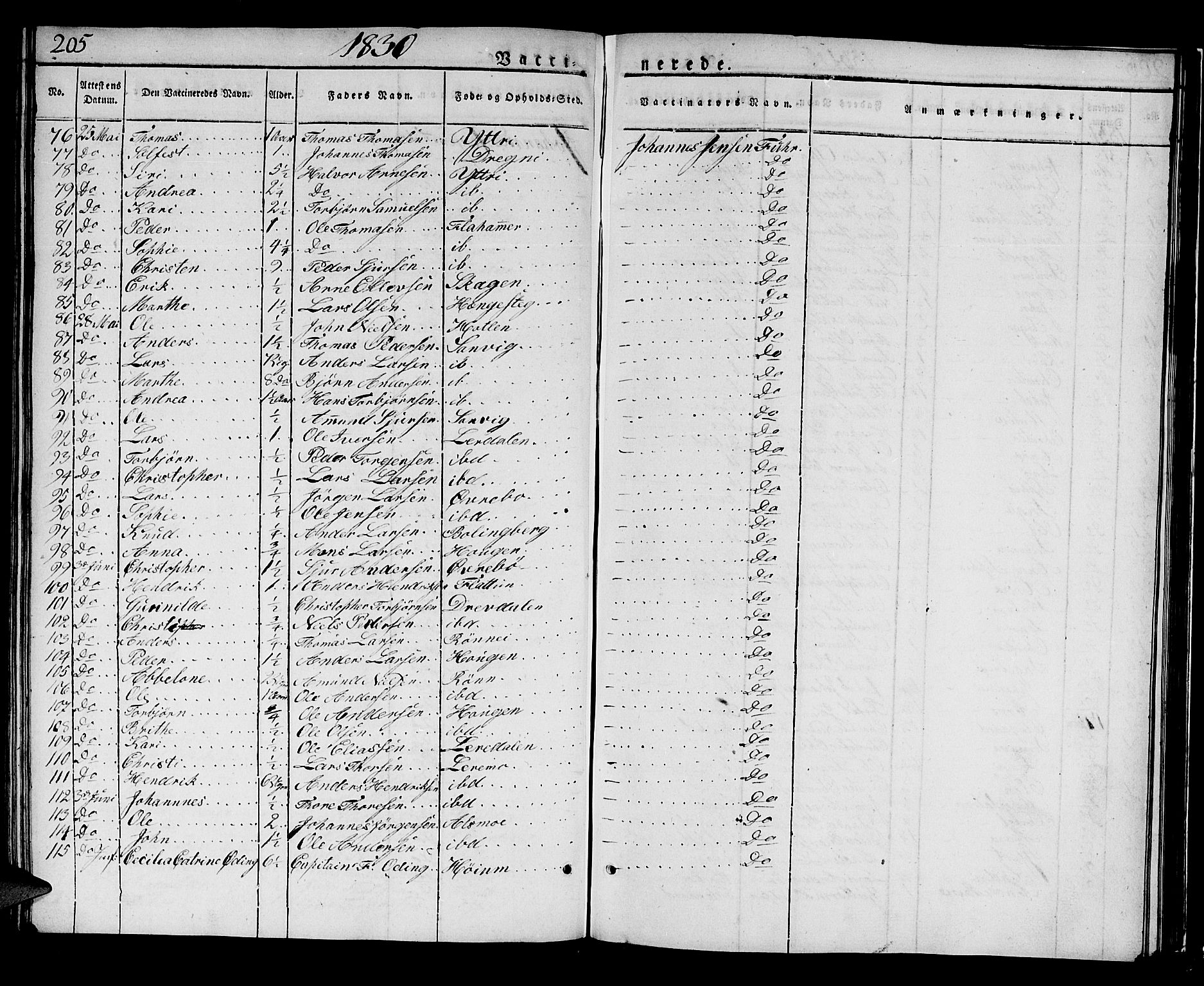 Luster sokneprestembete, AV/SAB-A-81101/H/Haa/Haaa/L0004: Parish register (official) no. A 4, 1821-1832, p. 205