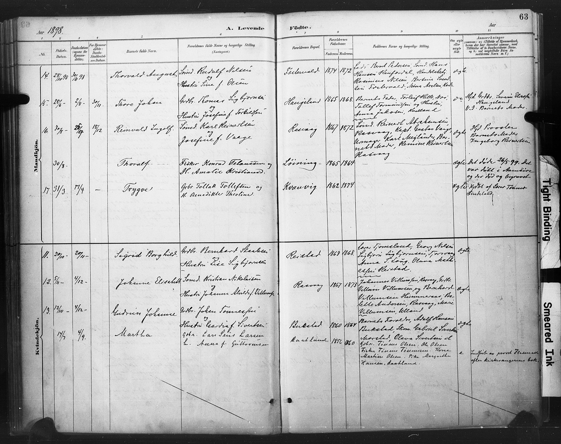 Flekkefjord sokneprestkontor, AV/SAK-1111-0012/F/Fa/Fab/L0006: Parish register (official) no. A 6, 1886-1901, p. 63