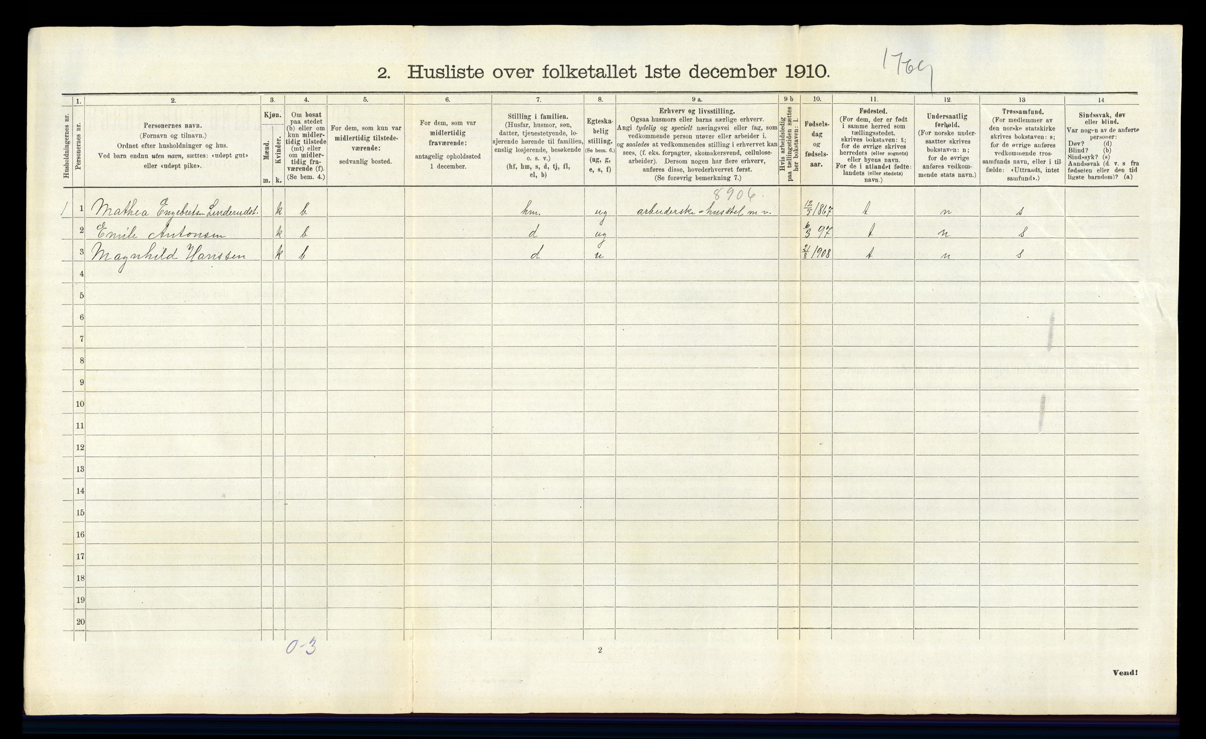 RA, 1910 census for Romedal, 1910, p. 1330