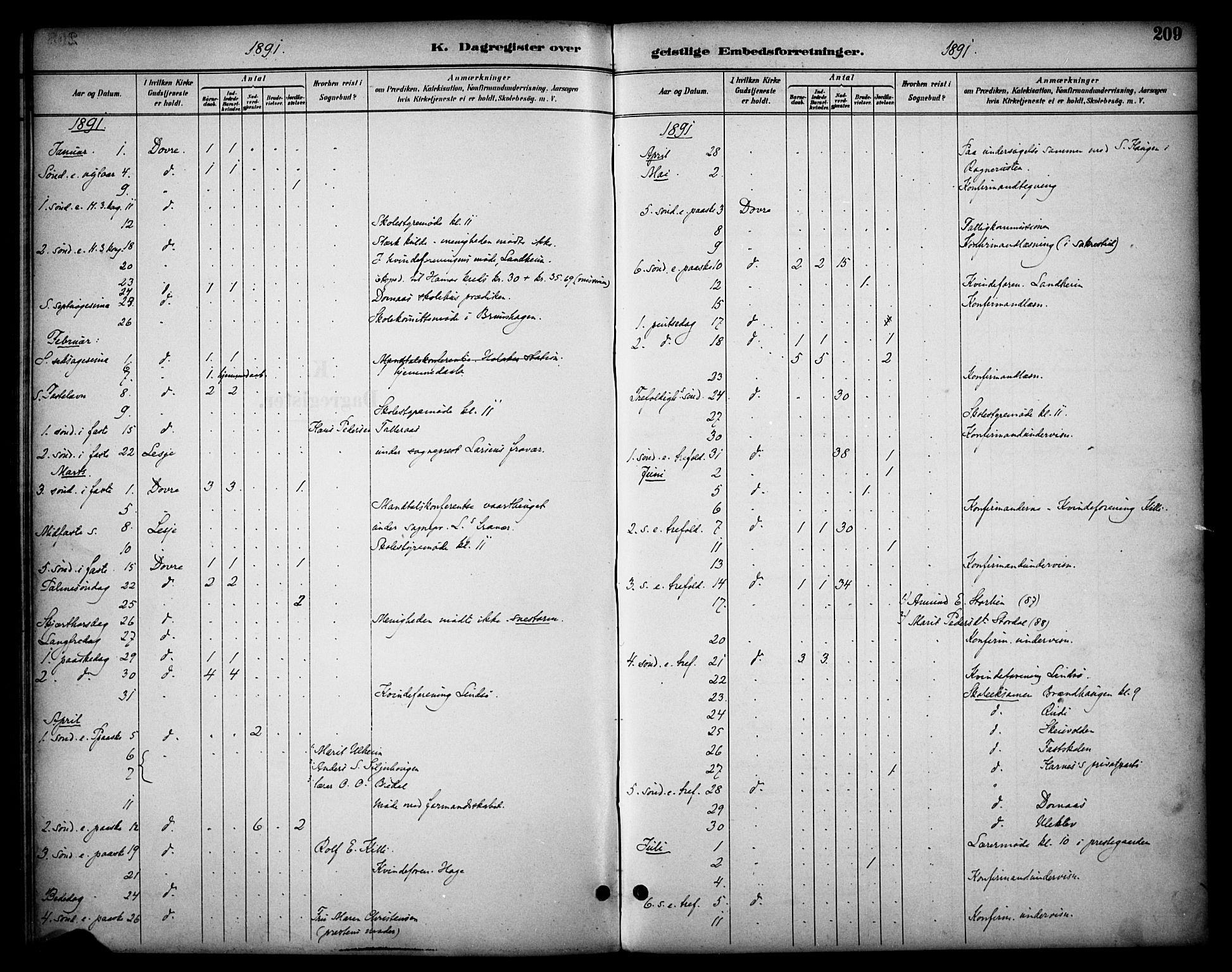 Dovre prestekontor, SAH/PREST-066/H/Ha/Haa/L0003: Parish register (official) no. 3, 1891-1901, p. 209