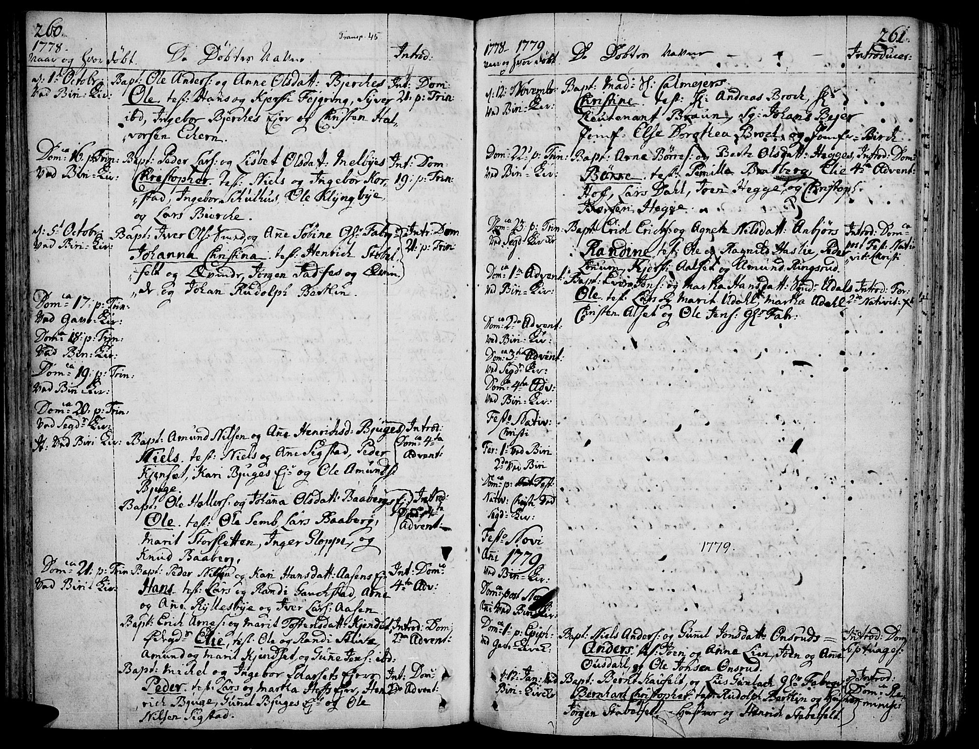 Biri prestekontor, AV/SAH-PREST-096/H/Ha/Haa/L0002: Parish register (official) no. 2, 1754-1789, p. 260-261