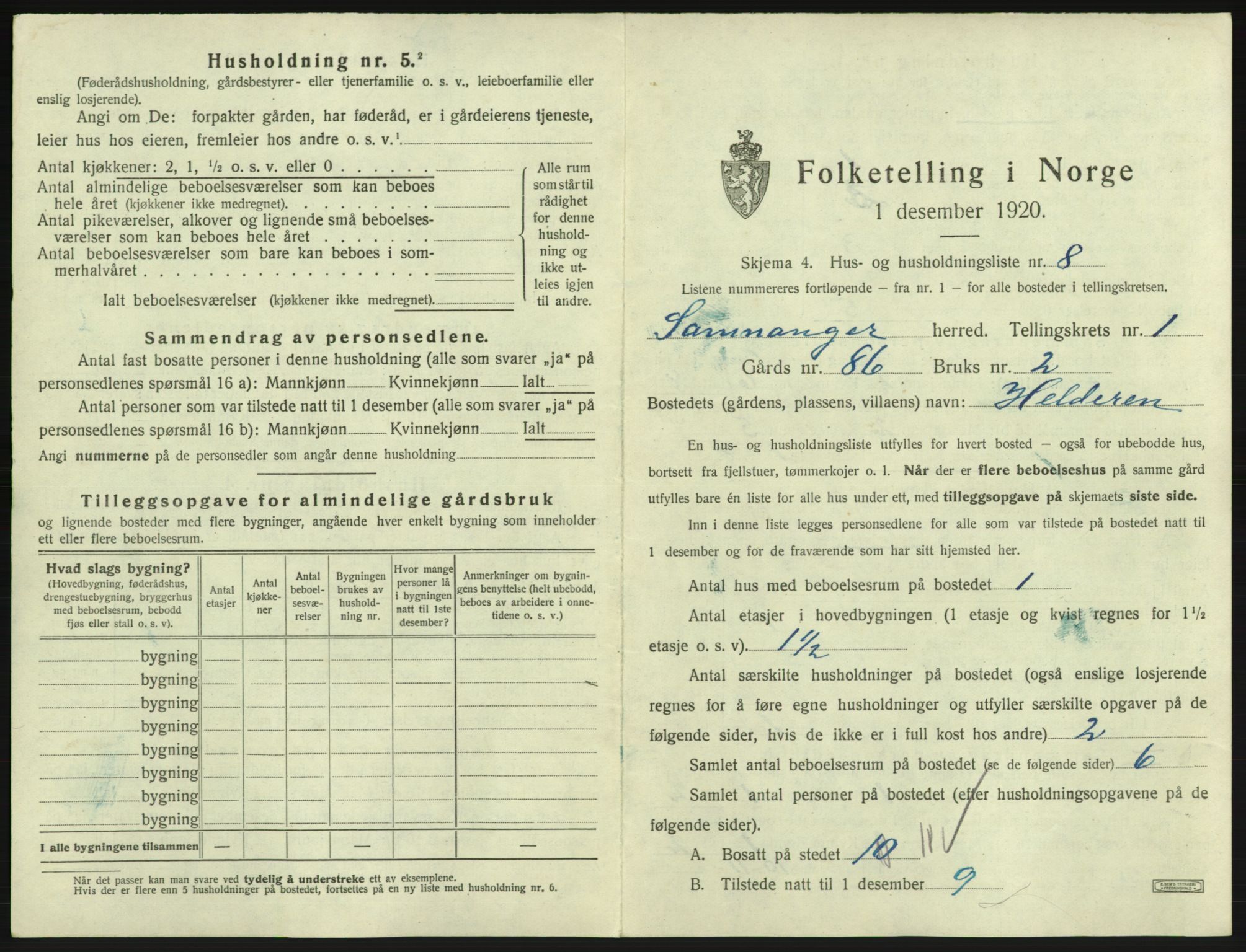 SAB, 1920 census for Samnanger, 1920, p. 62