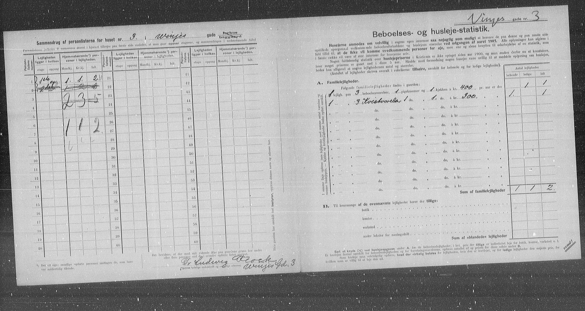 OBA, Municipal Census 1905 for Kristiania, 1905, p. 65244