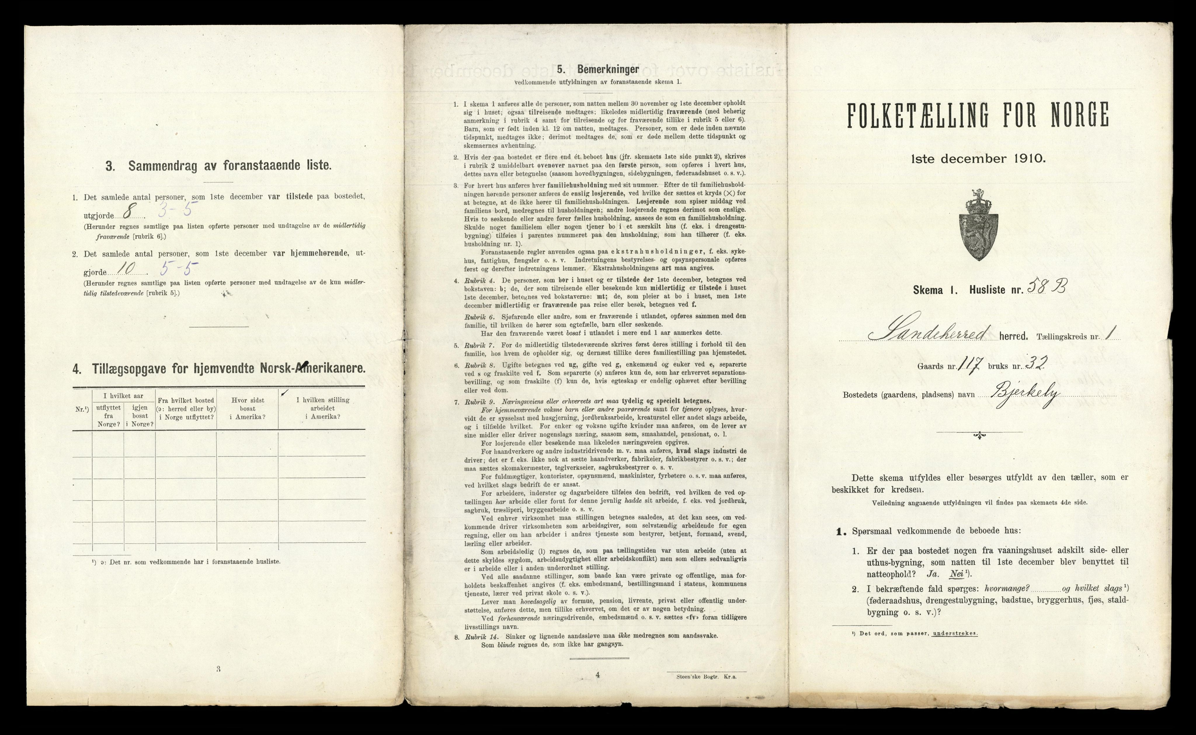 RA, 1910 census for Sandeherred, 1910, p. 379