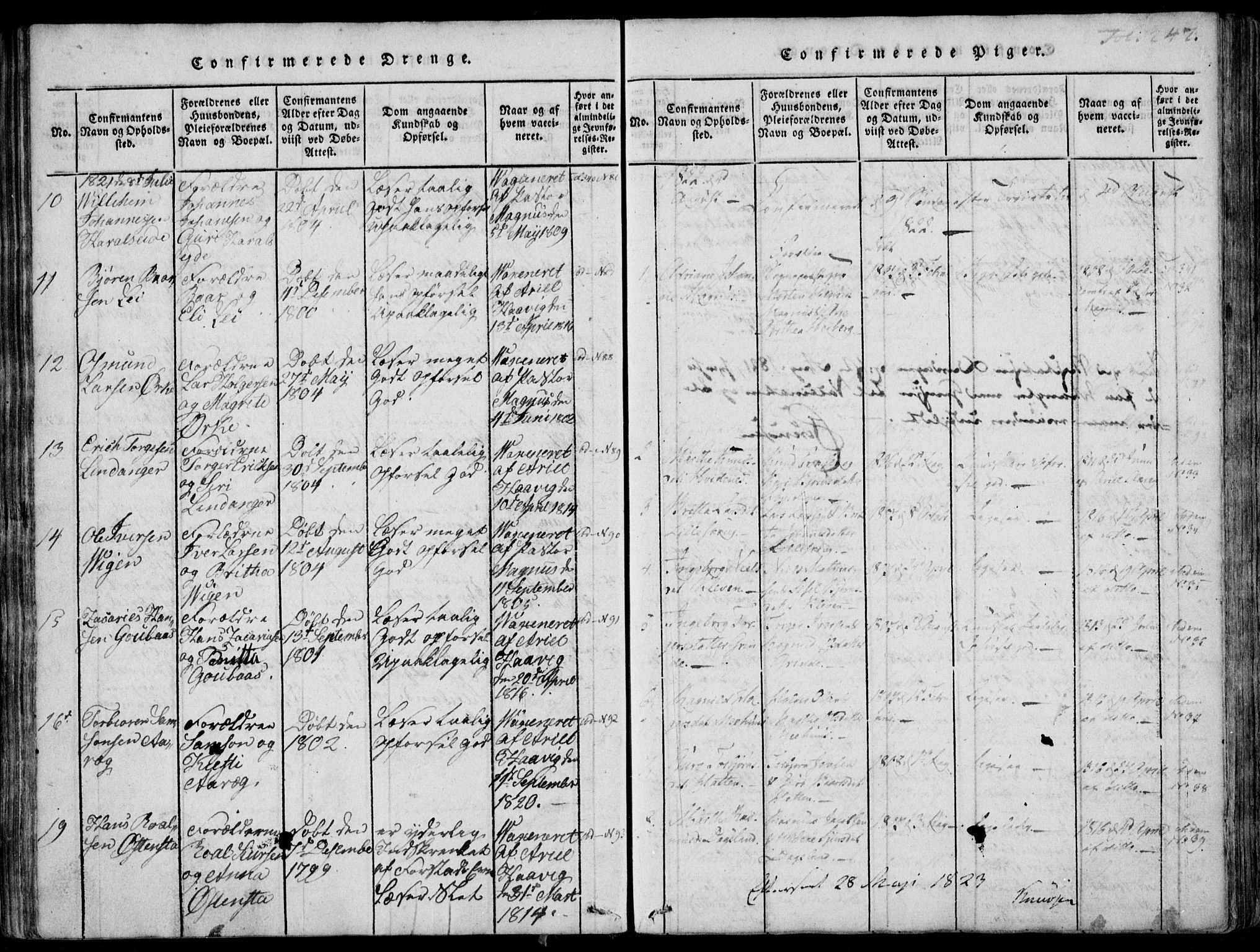 Skjold sokneprestkontor, SAST/A-101847/H/Ha/Haa/L0003: Parish register (official) no. A 3, 1815-1835, p. 247