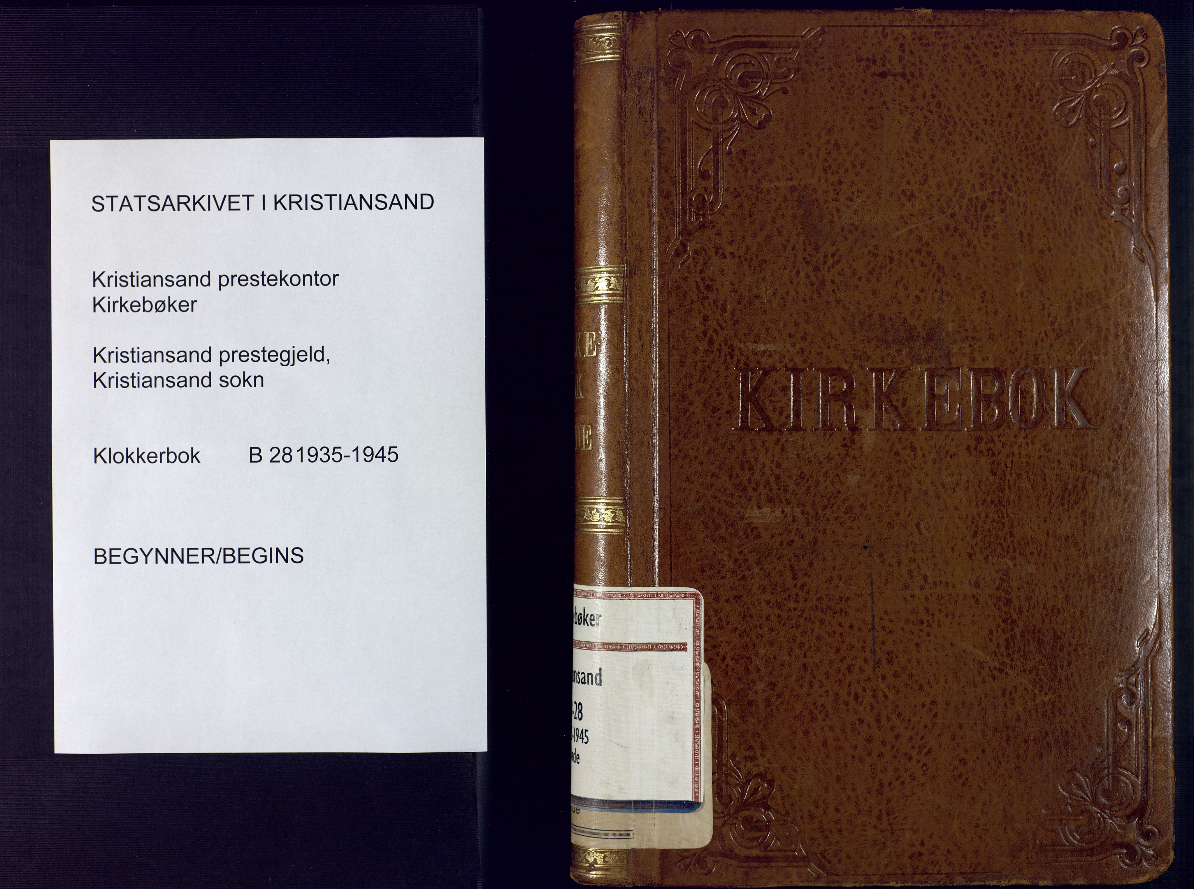 Kristiansand domprosti, AV/SAK-1112-0006/F/Fb/L0028: Parish register (copy) no. B 28, 1935-1945