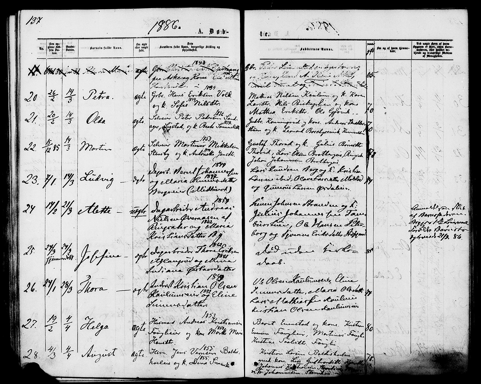 Nes prestekontor, Hedmark, AV/SAH-PREST-020/K/Ka/L0005: Parish register (official) no. 5, 1872-1886, p. 137