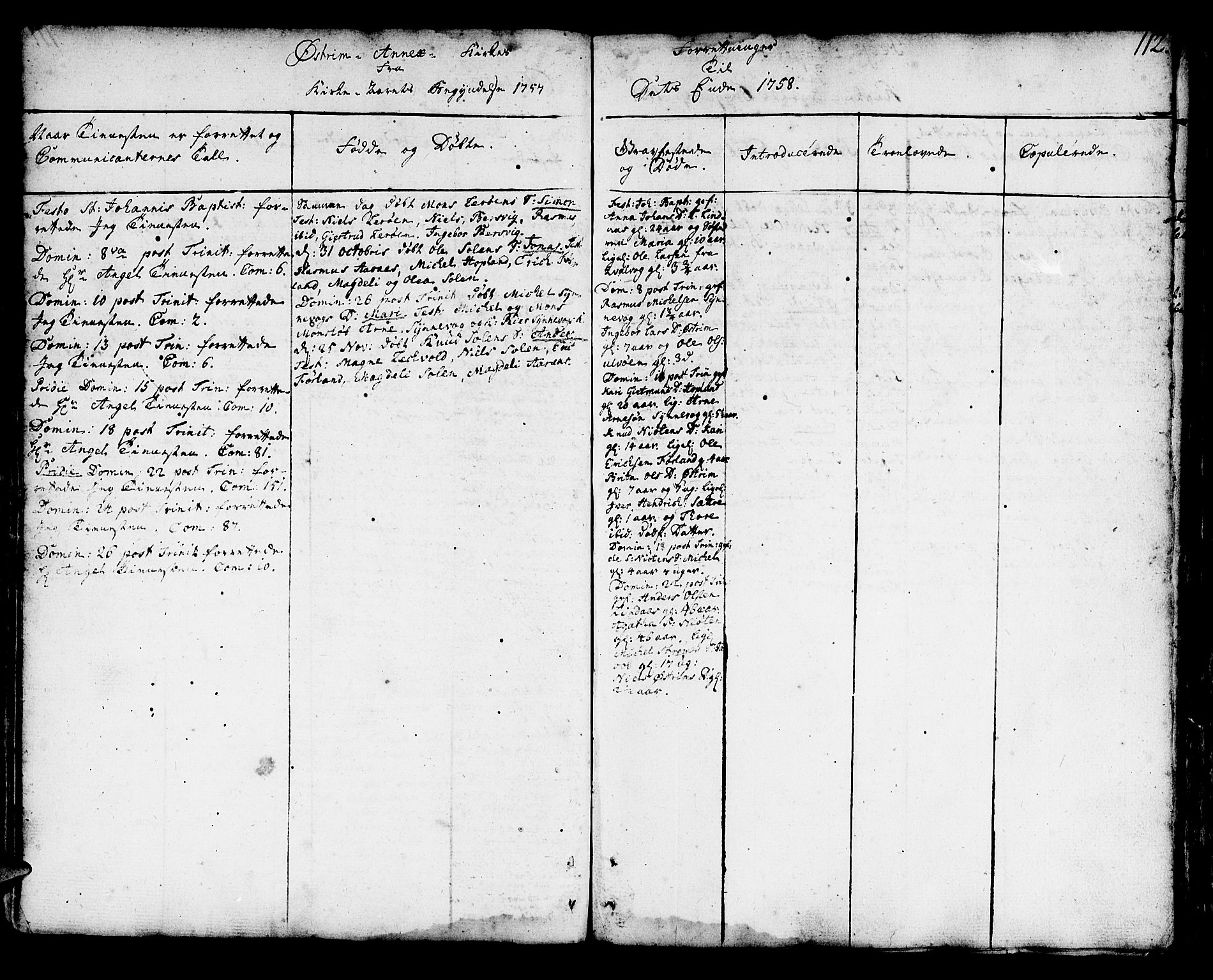 Lindås Sokneprestembete, AV/SAB-A-76701/H/Haa/Haaa/L0003: Parish register (official) no. A 3, 1748-1764, p. 112