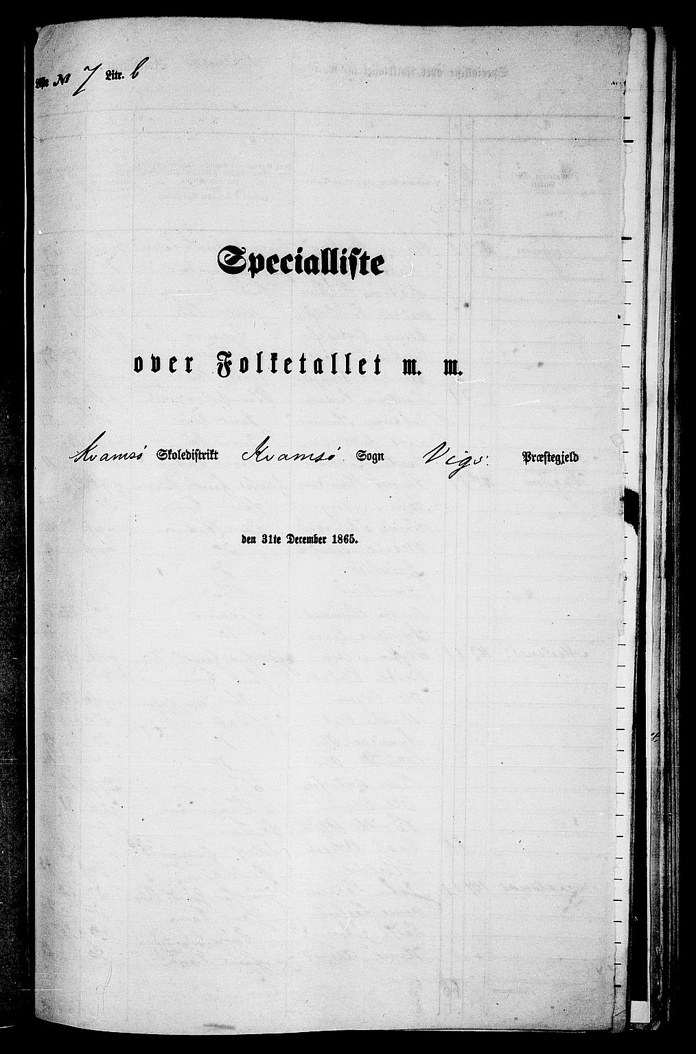 RA, 1865 census for Vik, 1865, p. 133