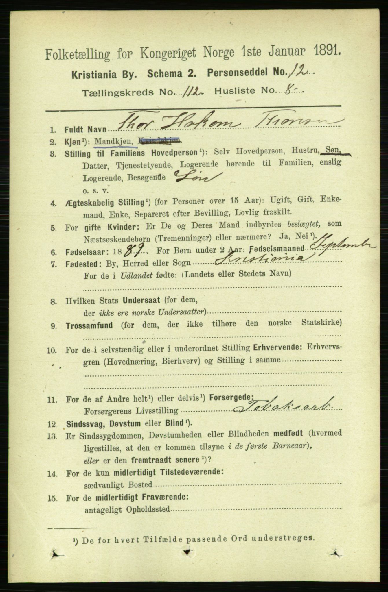 RA, 1891 census for 0301 Kristiania, 1891, p. 59366