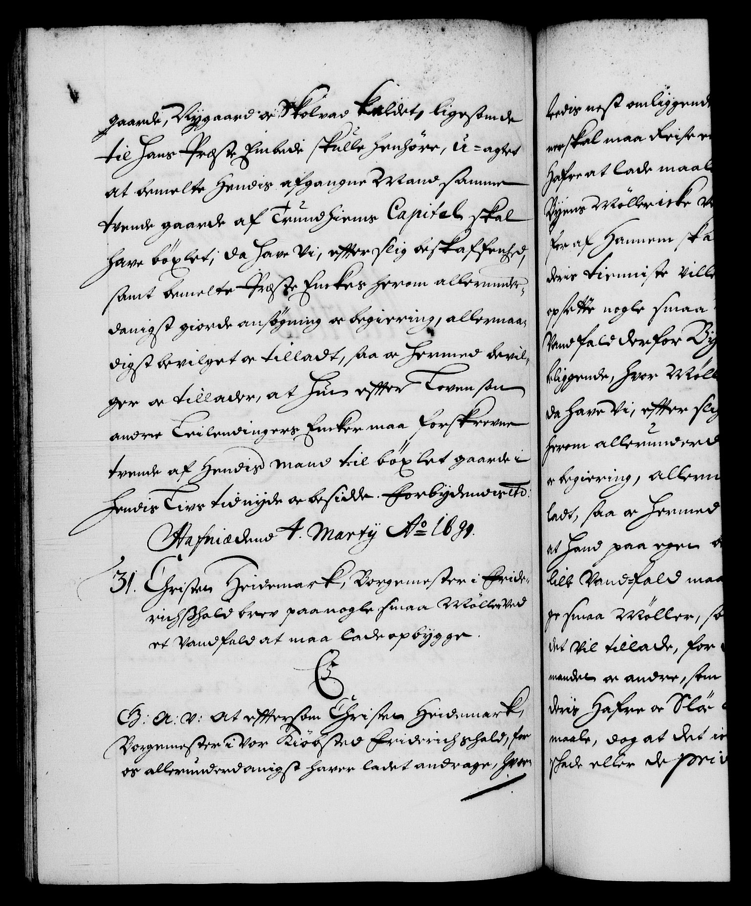 Danske Kanselli 1572-1799, AV/RA-EA-3023/F/Fc/Fca/Fcaa/L0017: Norske registre (mikrofilm), 1698-1699, p. 124b