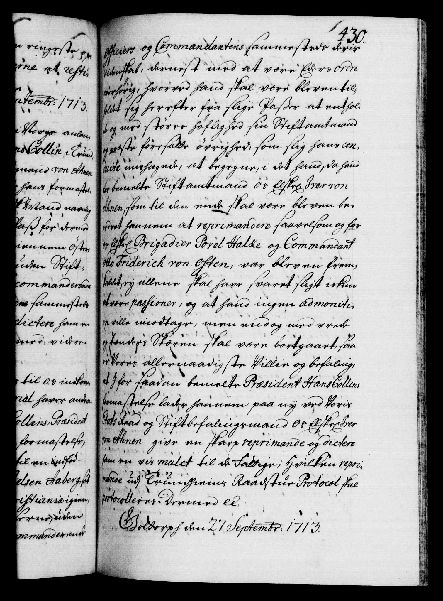 Danske Kanselli 1572-1799, AV/RA-EA-3023/F/Fc/Fca/Fcab/L0019: Norske tegnelser, 1710-1714, p. 430a