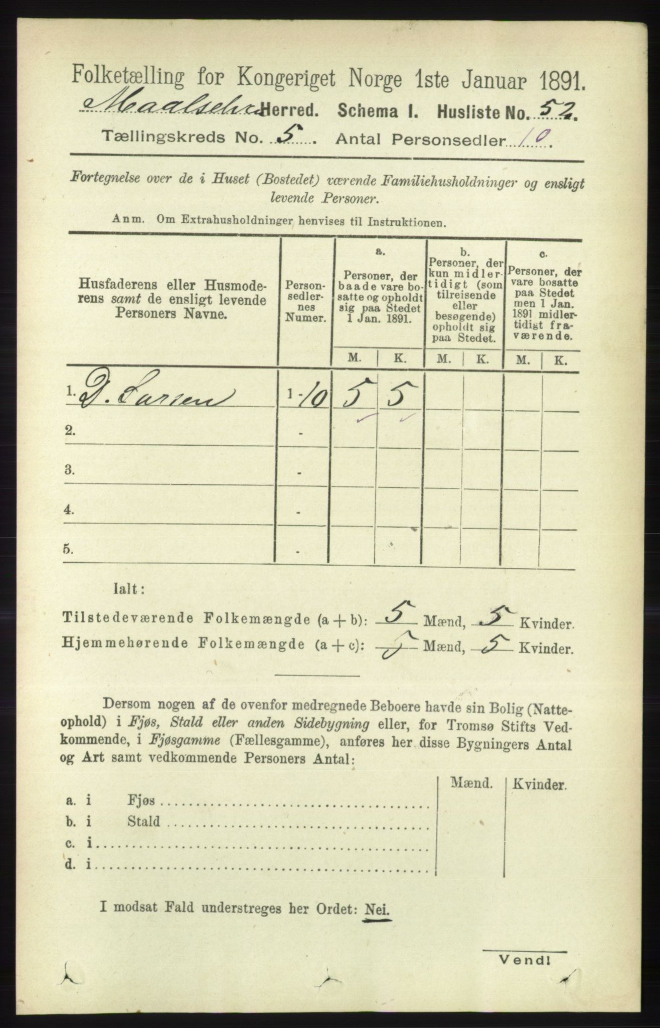 RA, 1891 census for 1924 Målselv, 1891, p. 1601