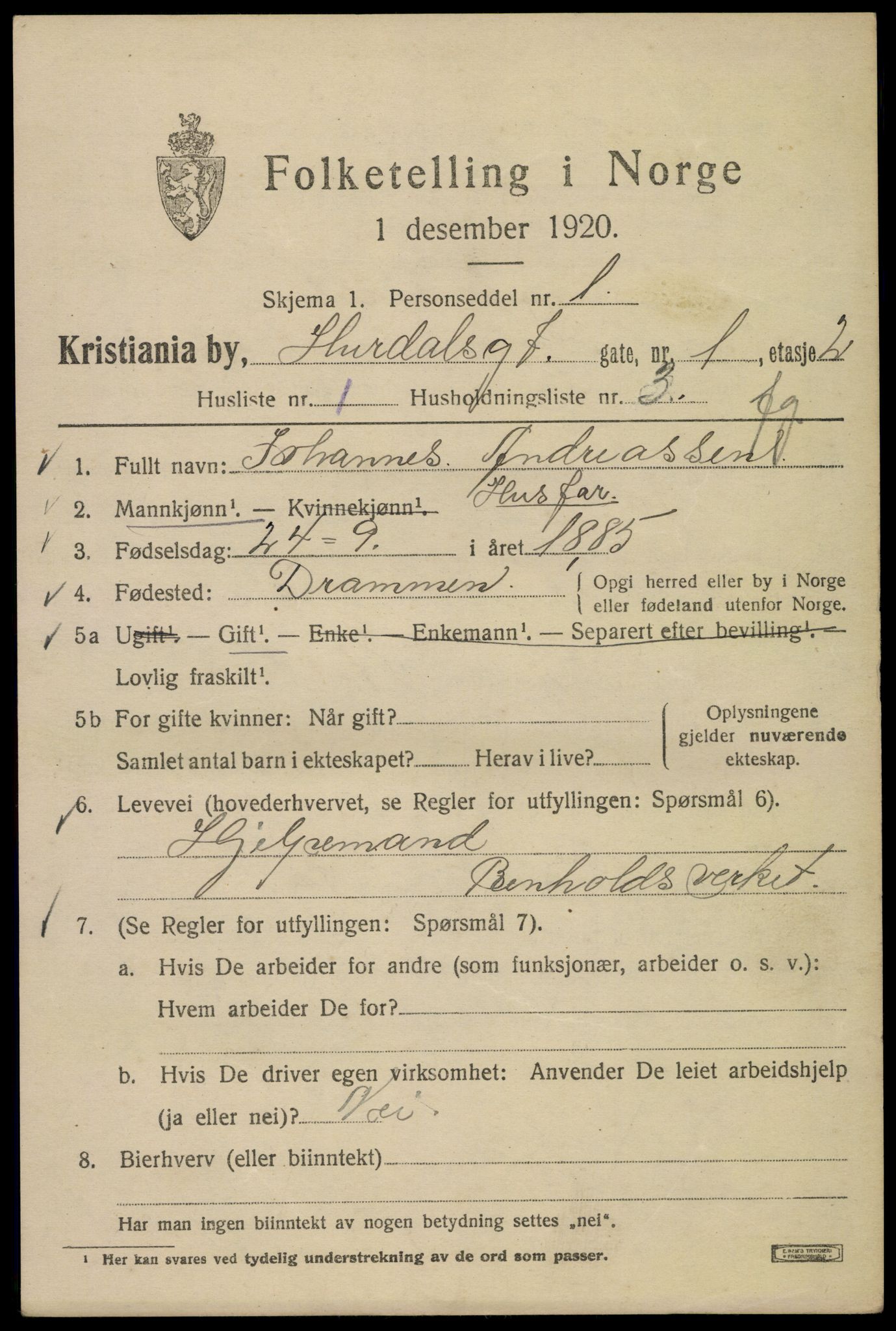 SAO, 1920 census for Kristiania, 1920, p. 301799