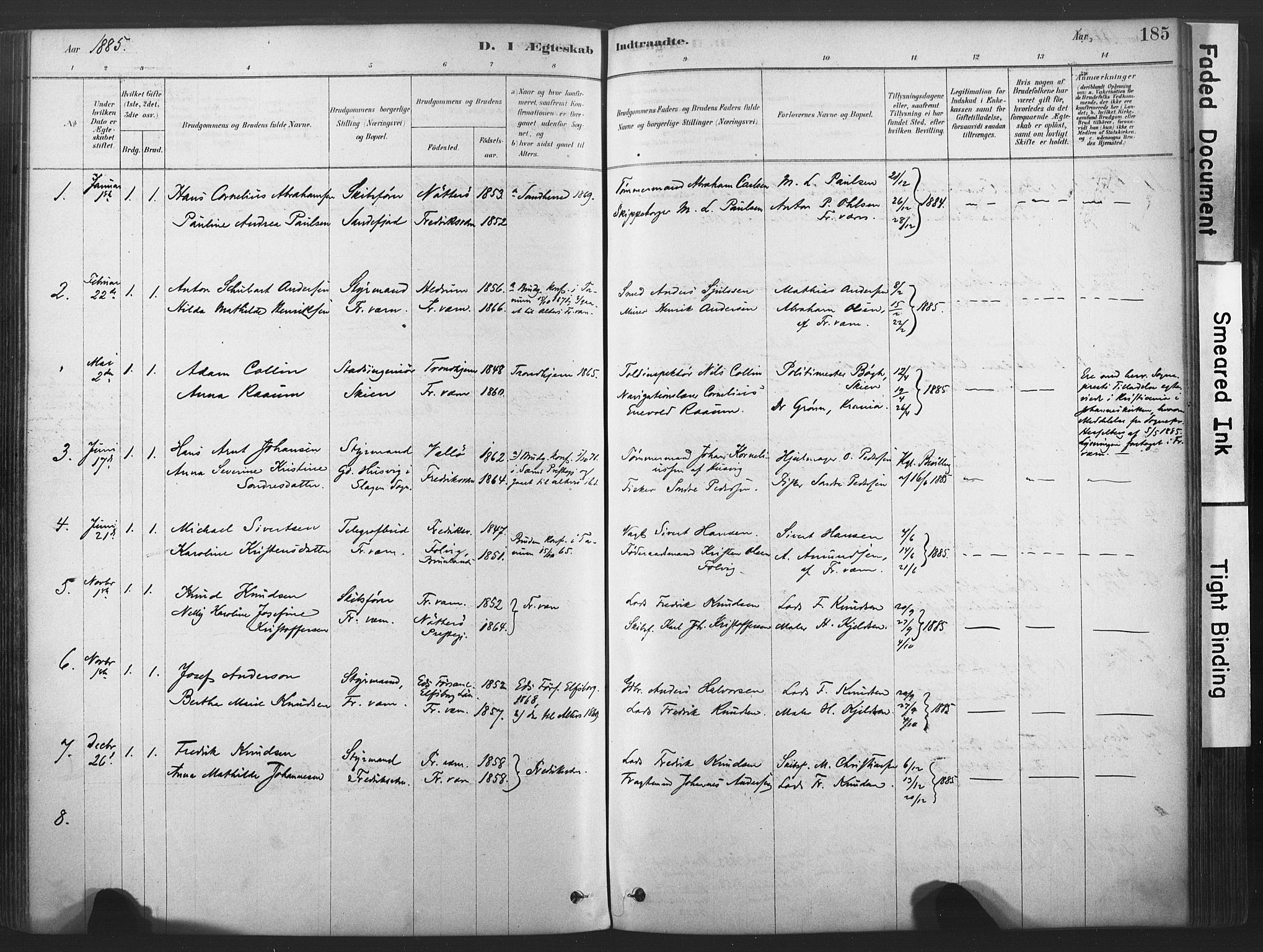 Stavern kirkebøker, AV/SAKO-A-318/F/Fa/L0008: Parish register (official) no. 8, 1878-1905, p. 185