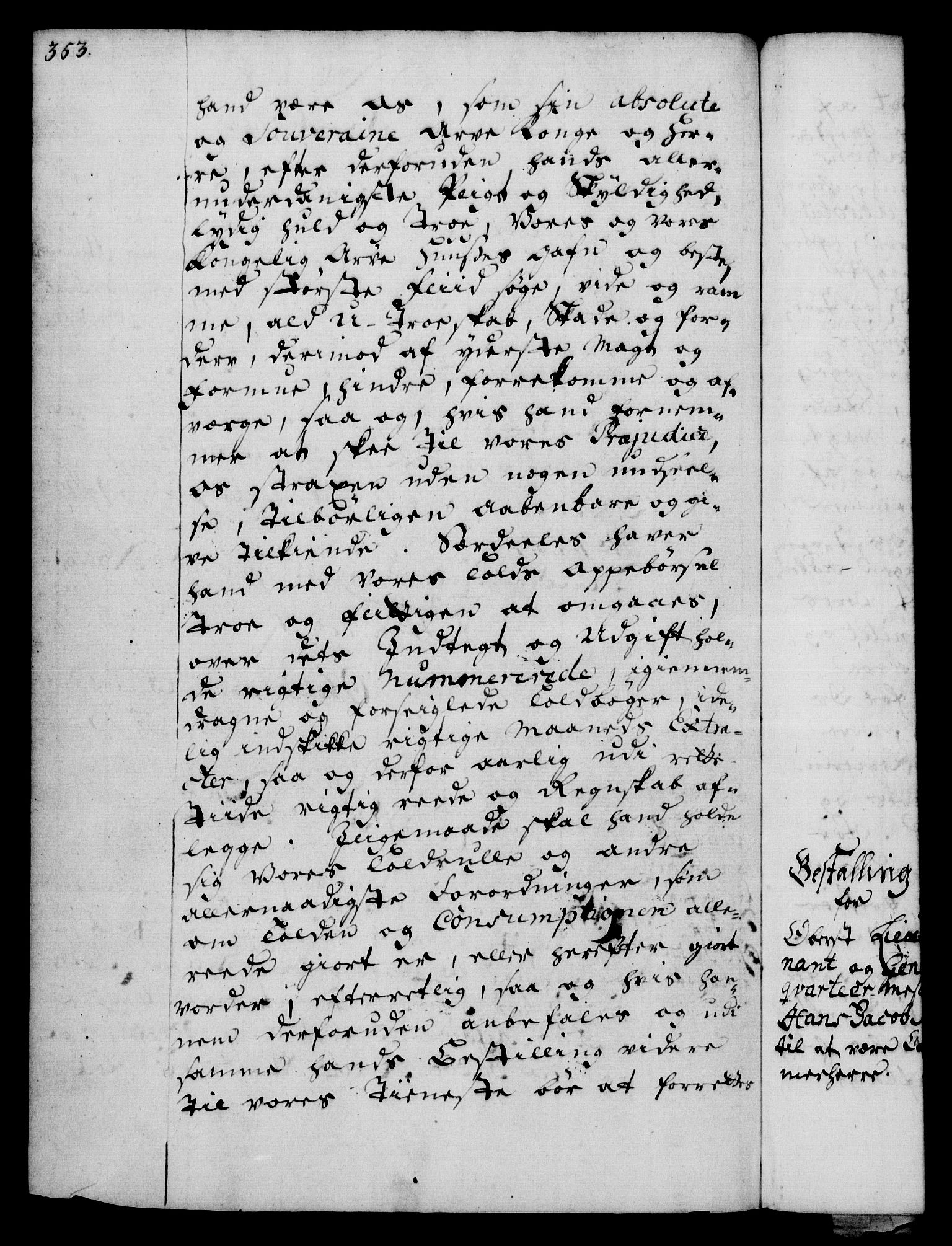 Rentekammeret, Kammerkanselliet, RA/EA-3111/G/Gg/Gge/L0003: Norsk bestallingsprotokoll med register (merket RK 53.27), 1745-1761, p. 353