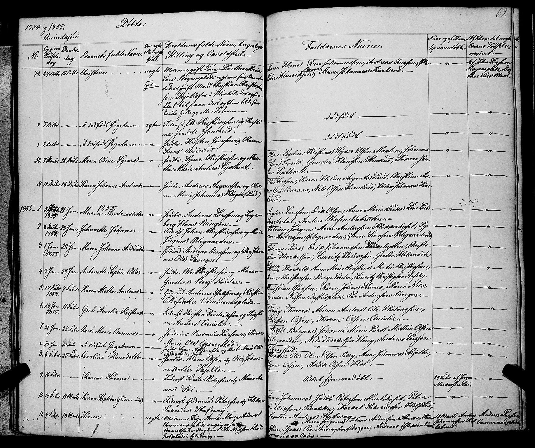 Skiptvet prestekontor Kirkebøker, AV/SAO-A-20009/F/Fa/L0006: Parish register (official) no. 6, 1839-1860, p. 69