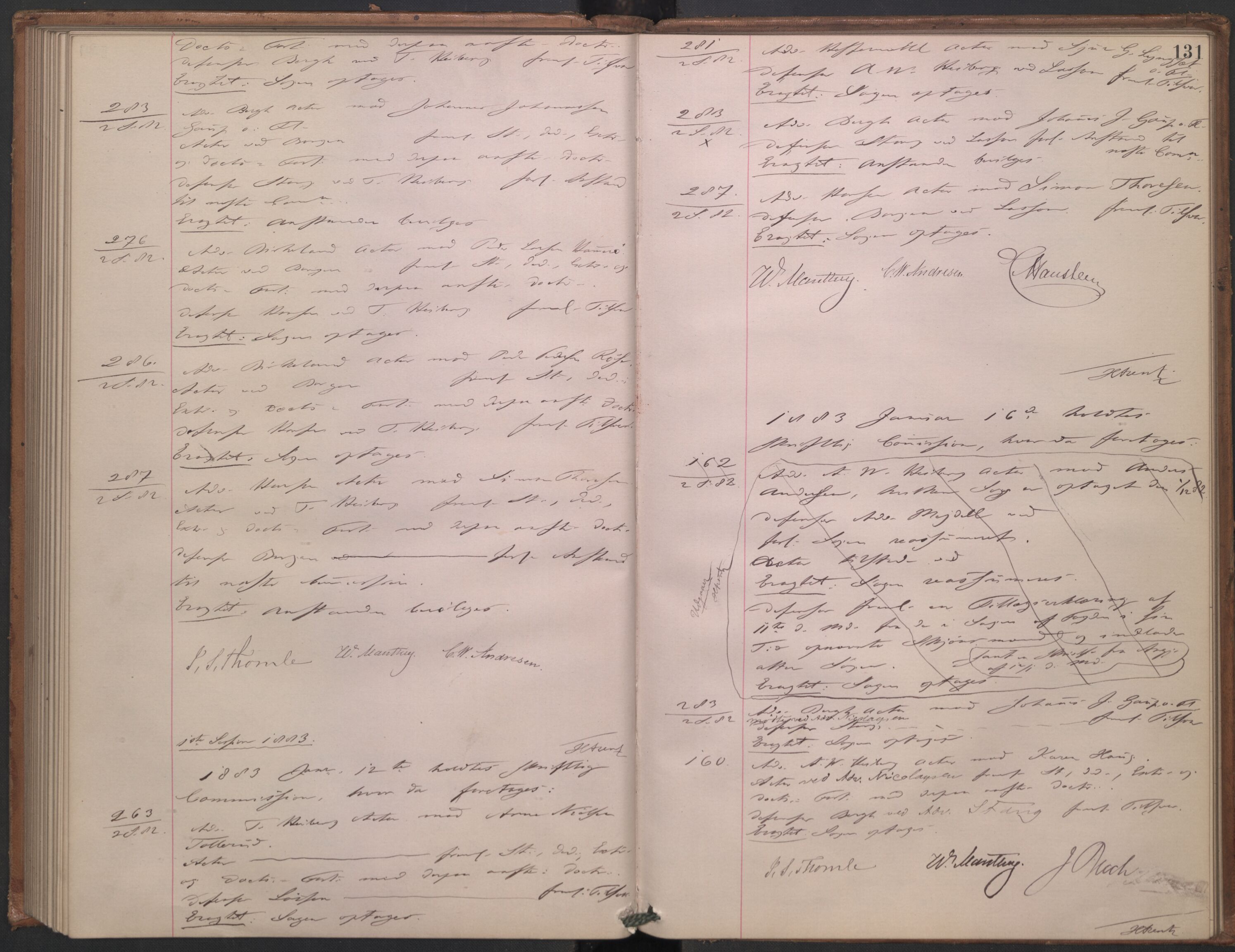 Høyesterett, AV/RA-S-1002/E/Ef/L0014: Protokoll over saker som gikk til skriftlig behandling, 1879-1884, p. 130b-131a