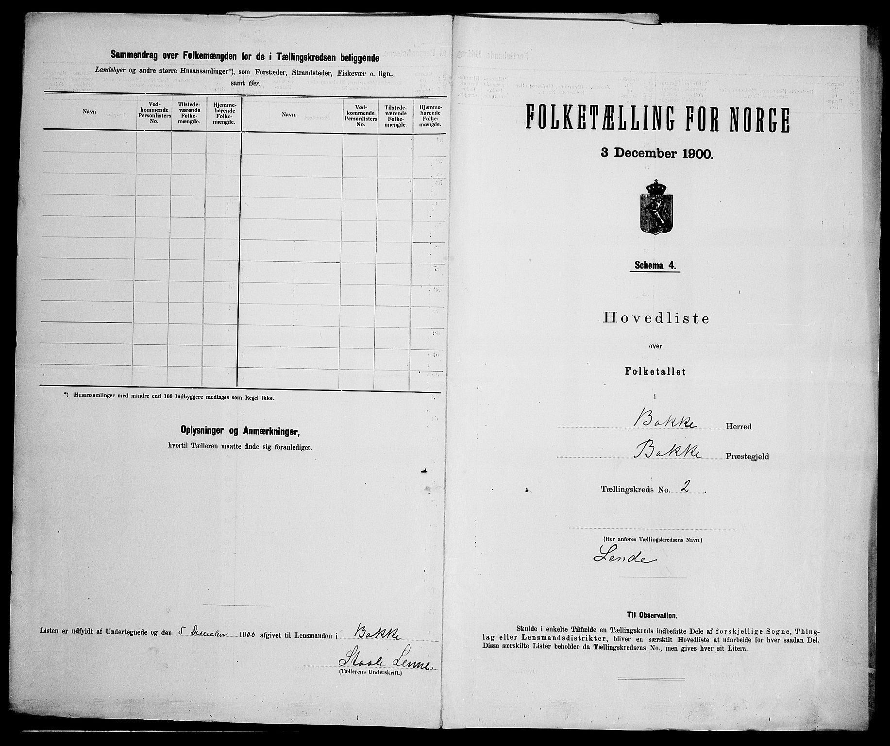 SAK, 1900 census for Bakke, 1900, p. 16