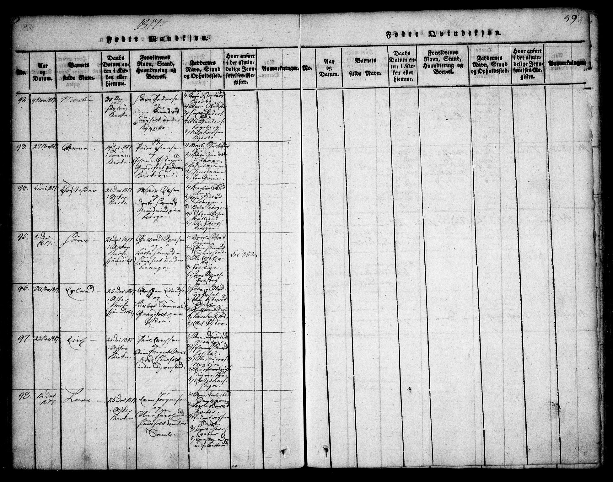 Asker prestekontor Kirkebøker, AV/SAO-A-10256a/F/Fa/L0006: Parish register (official) no. I 6, 1814-1824, p. 59