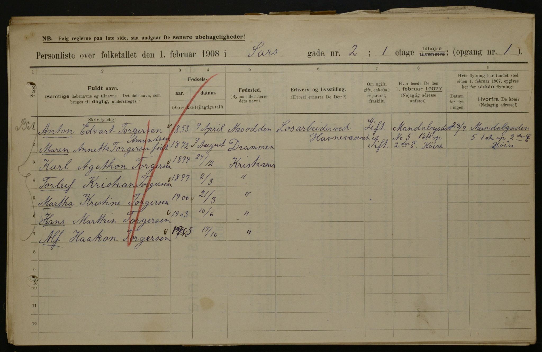 OBA, Municipal Census 1908 for Kristiania, 1908, p. 80414