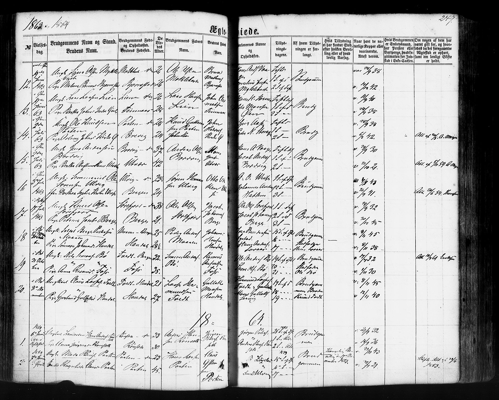 Hyllestad sokneprestembete, SAB/A-80401: Parish register (official) no. A 1, 1861-1886, p. 249