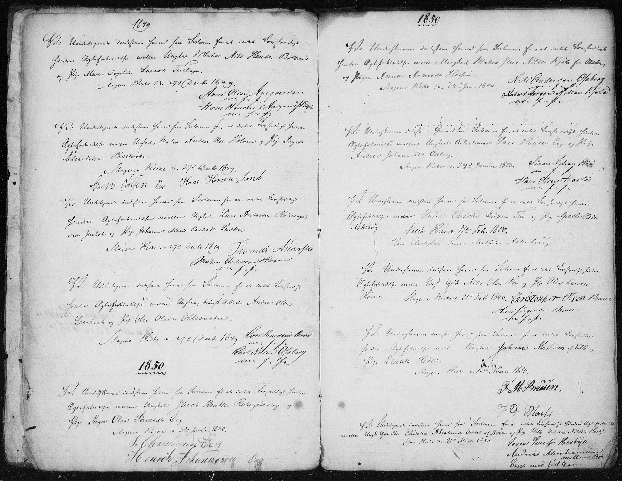 Sem kirkebøker, AV/SAKO-A-5/Y/Ya/L0001: Best man's statements no. 1, 1848-1864