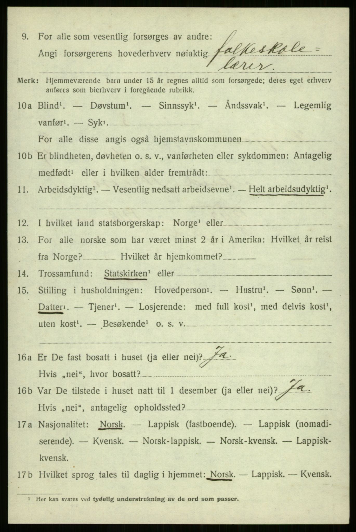 SATØ, 1920 census for Kvæfjord, 1920, p. 4510