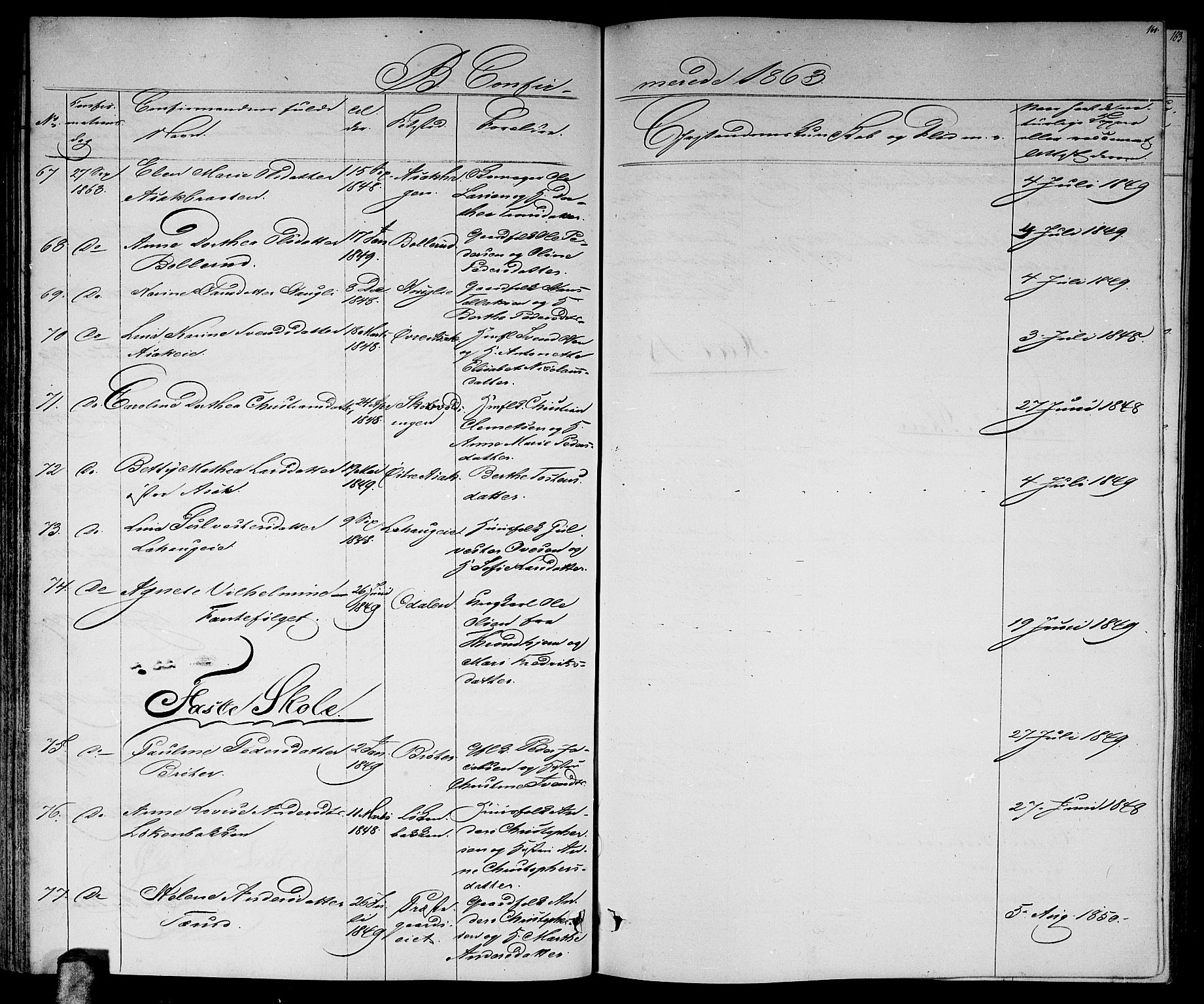 Skedsmo prestekontor Kirkebøker, AV/SAO-A-10033a/G/Ga/L0002: Parish register (copy) no. I 2, 1855-1872, p. 160