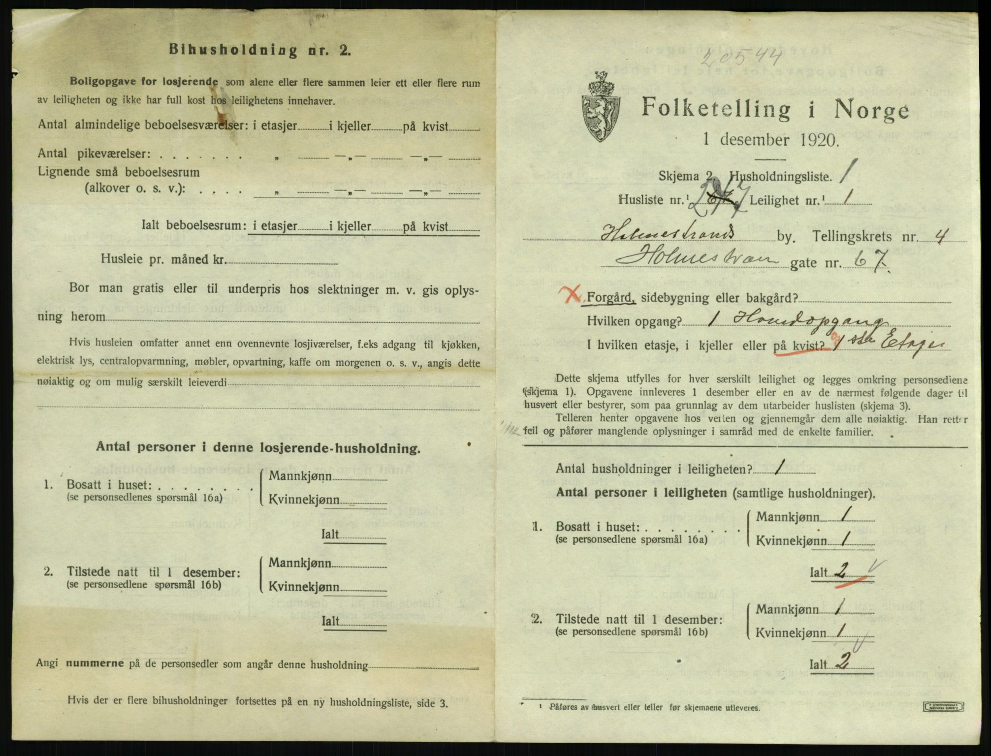 SAKO, 1920 census for Holmestrand, 1920, p. 1774