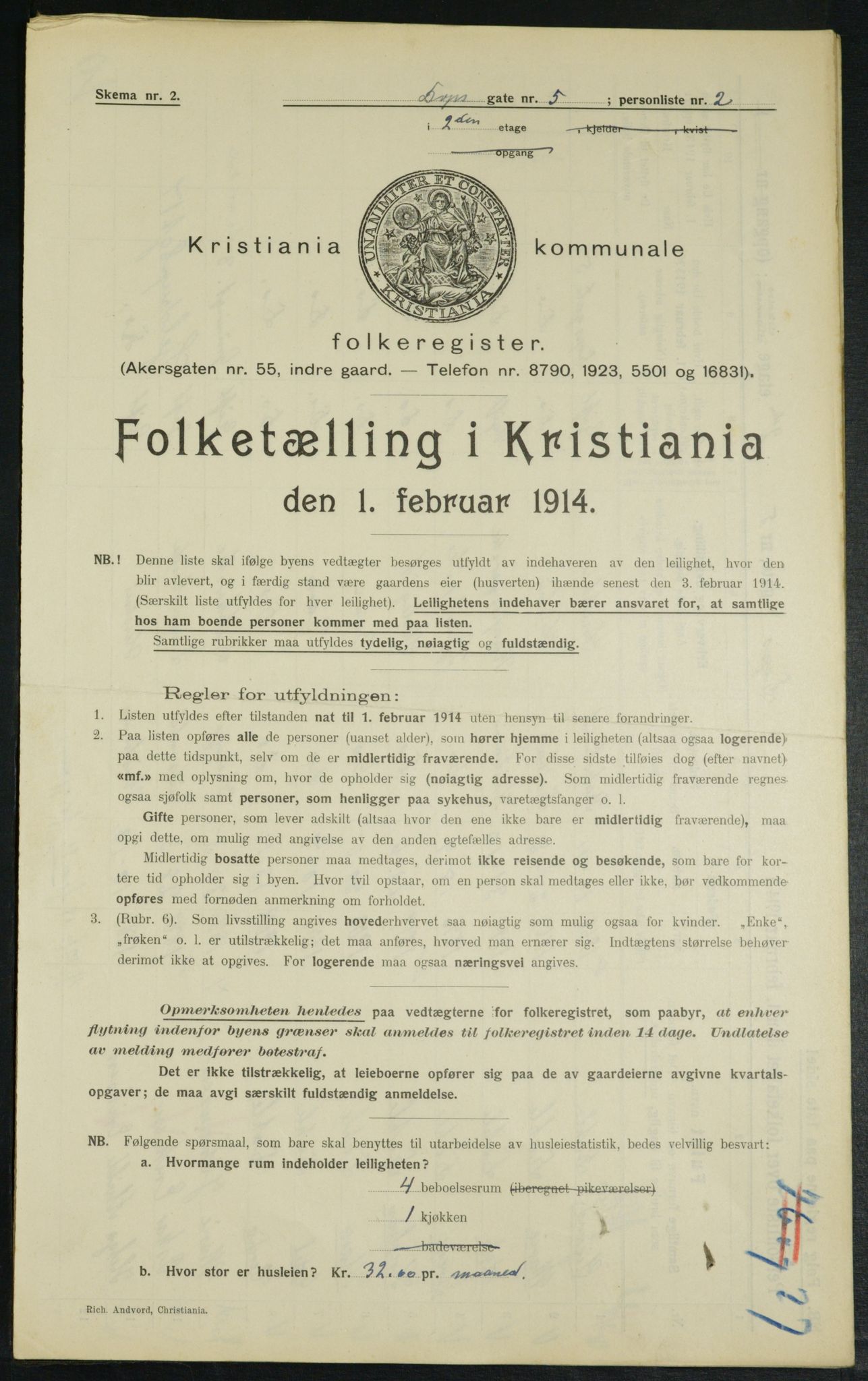 OBA, Municipal Census 1914 for Kristiania, 1914, p. 16048