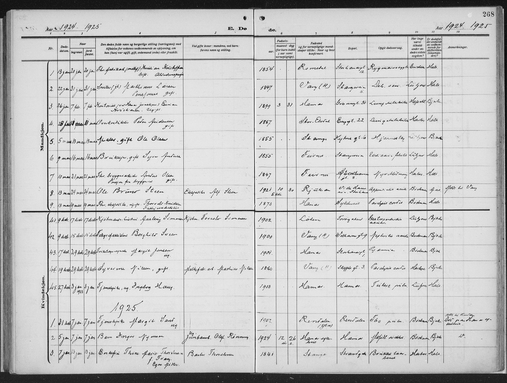 Hamar prestekontor, AV/SAH-DOMPH-002/H/Ha/Haa/L0002: Parish register (official) no. 2, 1915-1936, p. 268