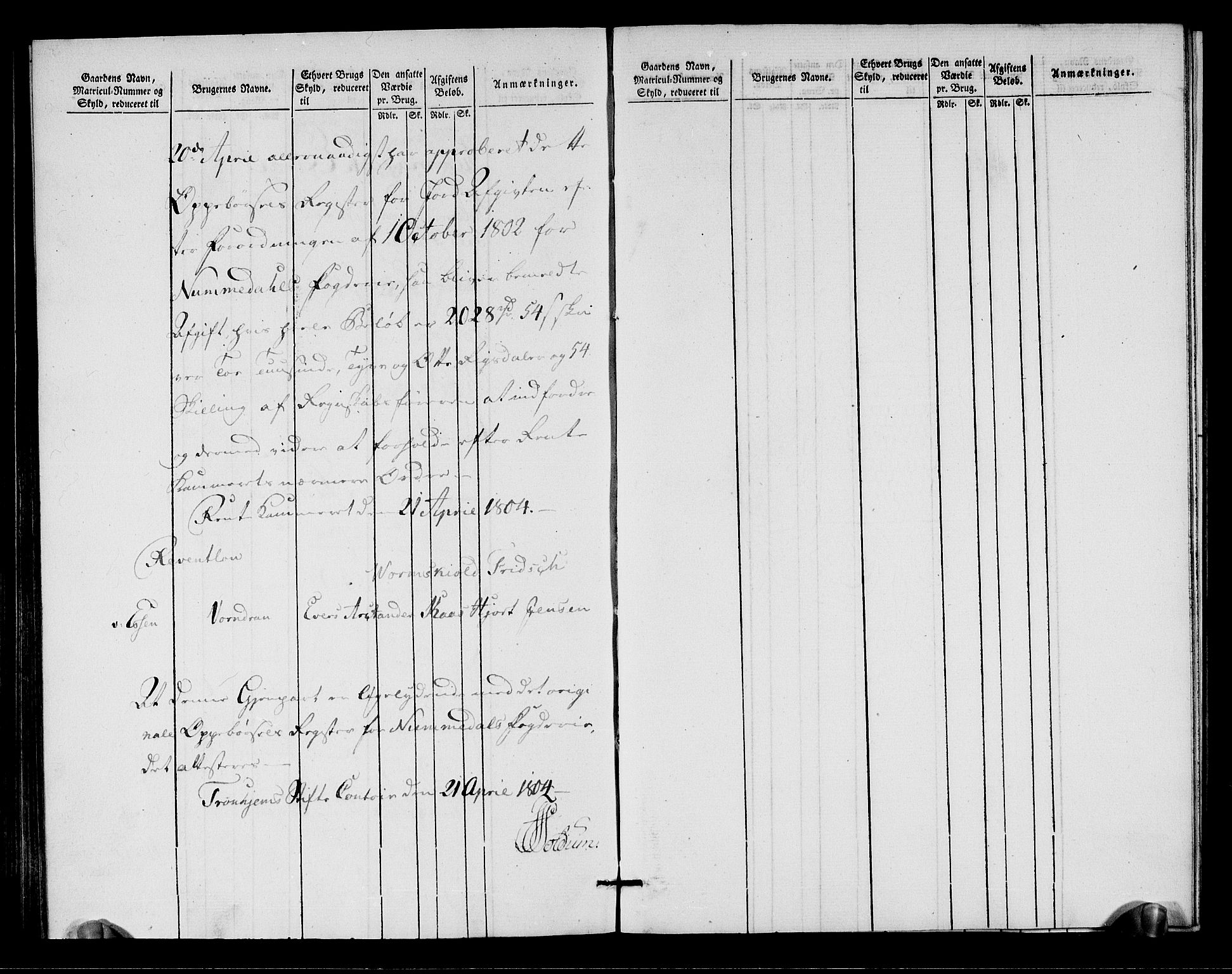 Rentekammeret inntil 1814, Realistisk ordnet avdeling, RA/EA-4070/N/Ne/Nea/L0155: Namdalen fogderi. Oppebørselsregister, 1803-1804, p. 110