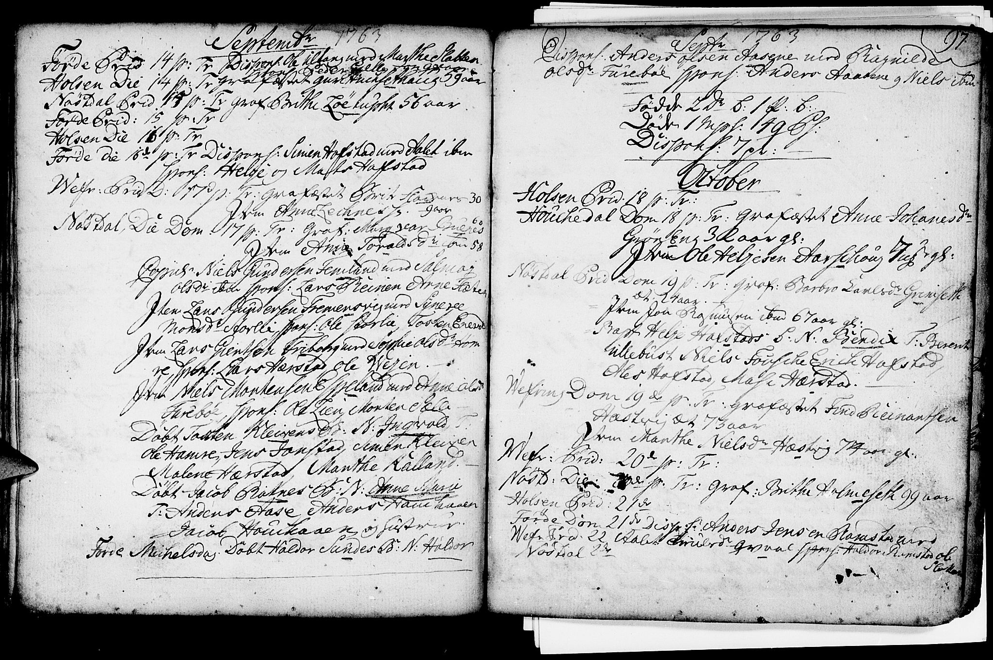 Førde sokneprestembete, AV/SAB-A-79901/H/Haa/Haaa/L0003: Parish register (official) no. A 3, 1749-1764, p. 97