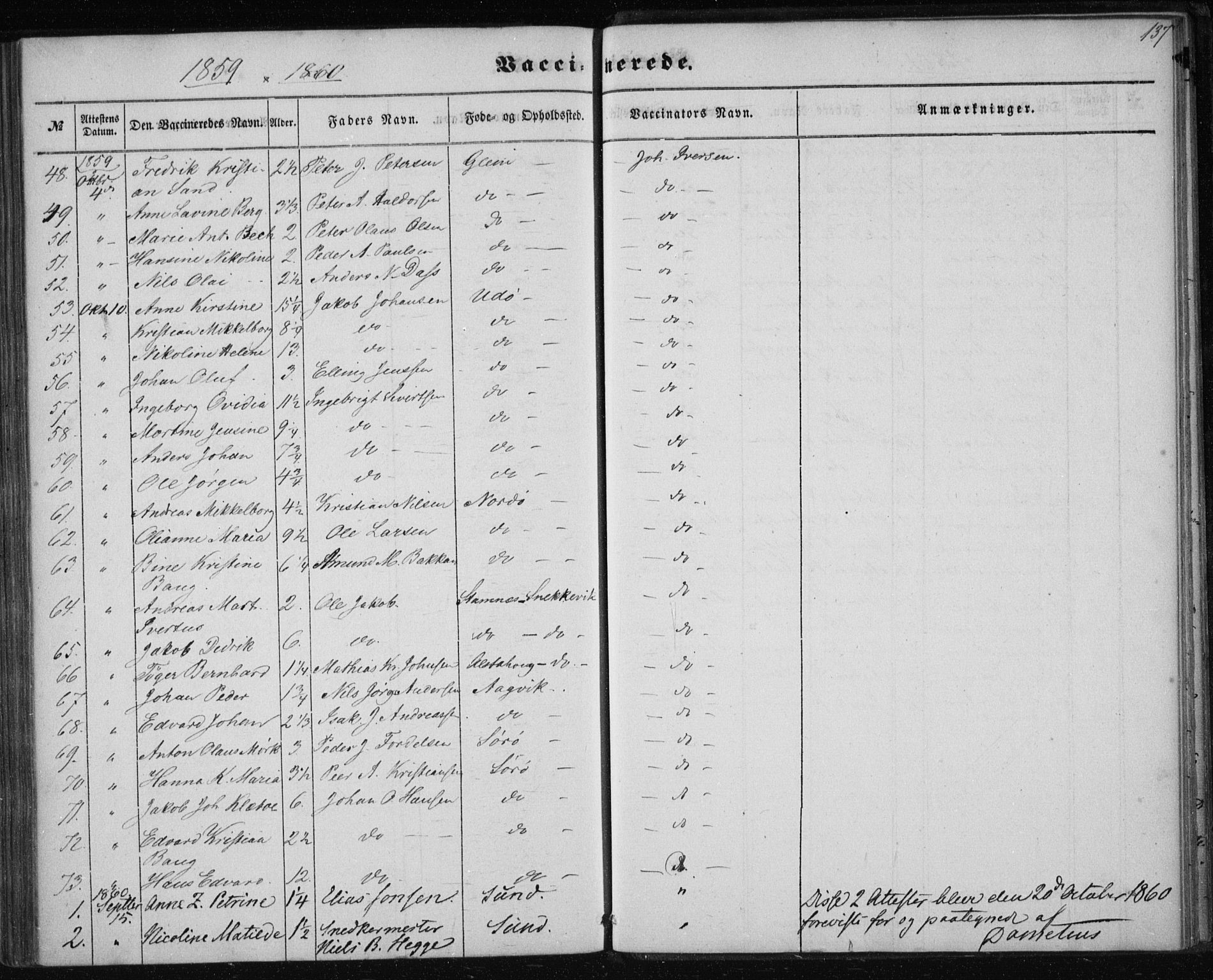 Ministerialprotokoller, klokkerbøker og fødselsregistre - Nordland, AV/SAT-A-1459/835/L0523: Parish register (official) no. 835A01, 1855-1865, p. 137