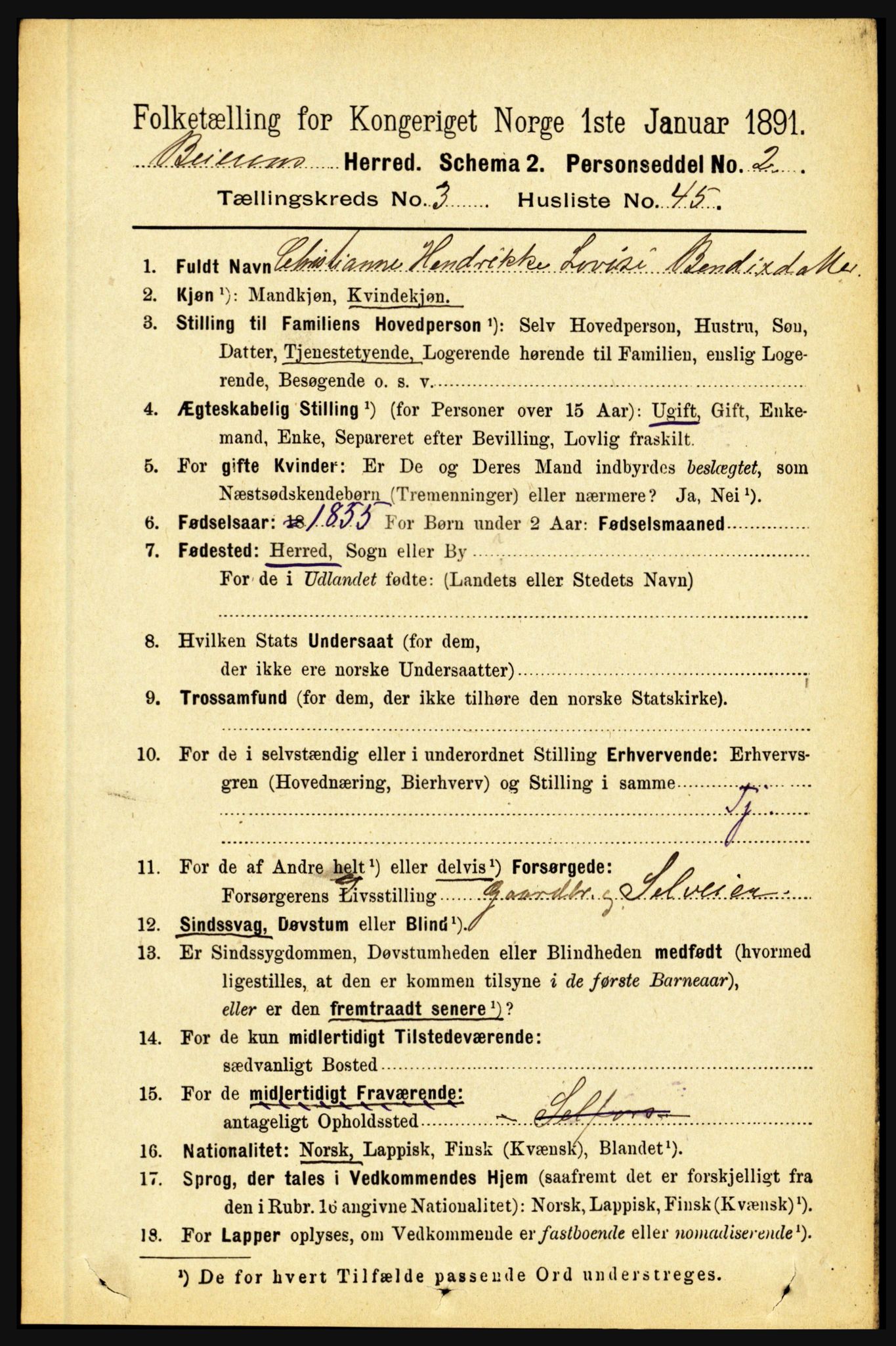 RA, 1891 census for 1839 Beiarn, 1891, p. 1287