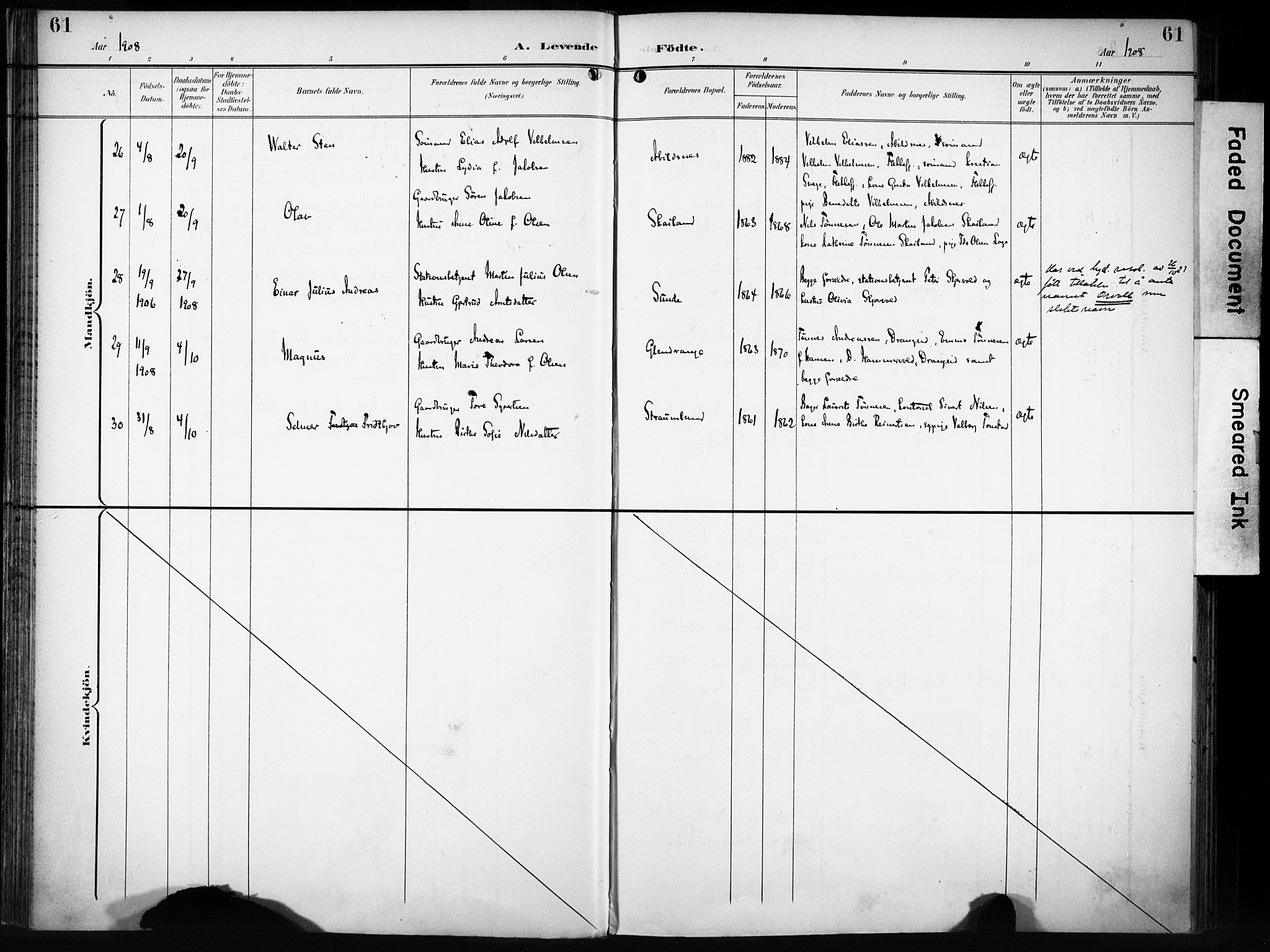 Flekkefjord sokneprestkontor, AV/SAK-1111-0012/F/Fa/Fac/L0009: Parish register (official) no. A 9, 1899-1909, p. 61